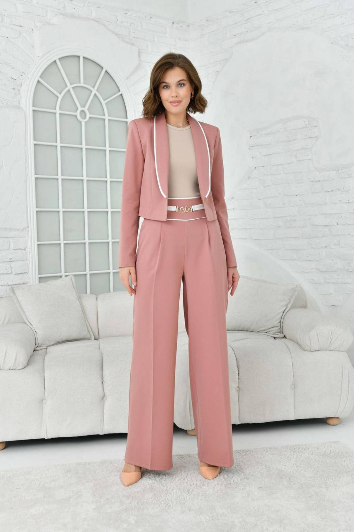 Women blazer jacket and pants suit Plus size wholesale Blush color 696963