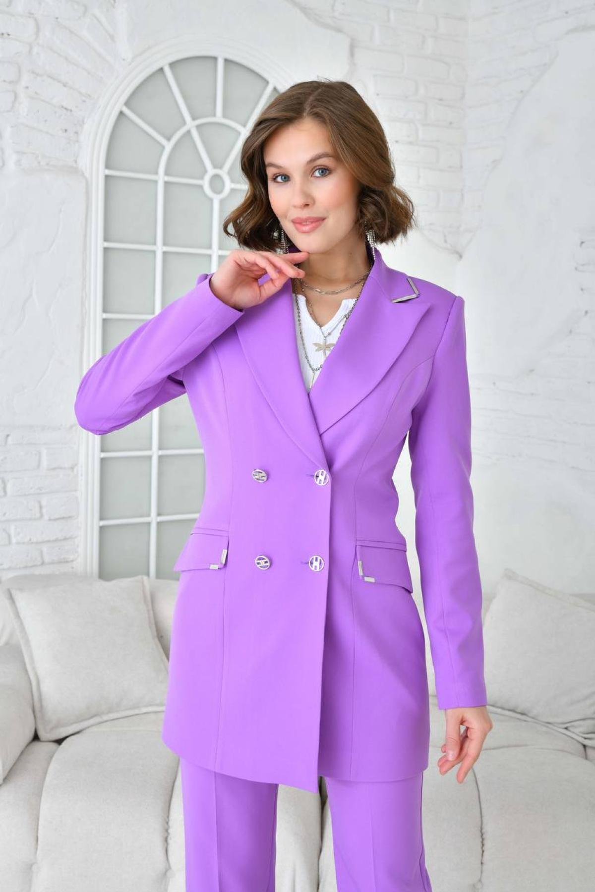 Women blazer jacket and pants suit wholesale Lilac color 696912
