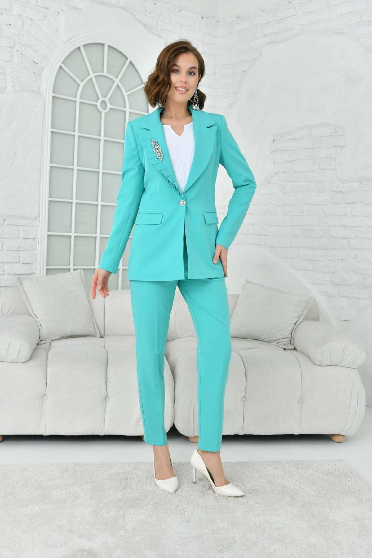 Women blazer jacket and pants suit wholesale Mint color 696947
