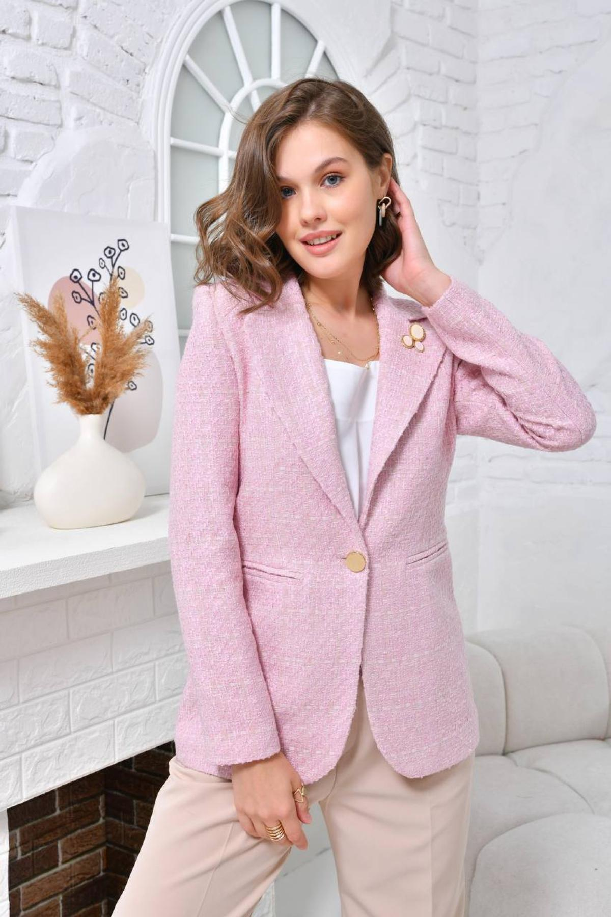 Women blazer jacket Plus size wholesale Powder color 697184