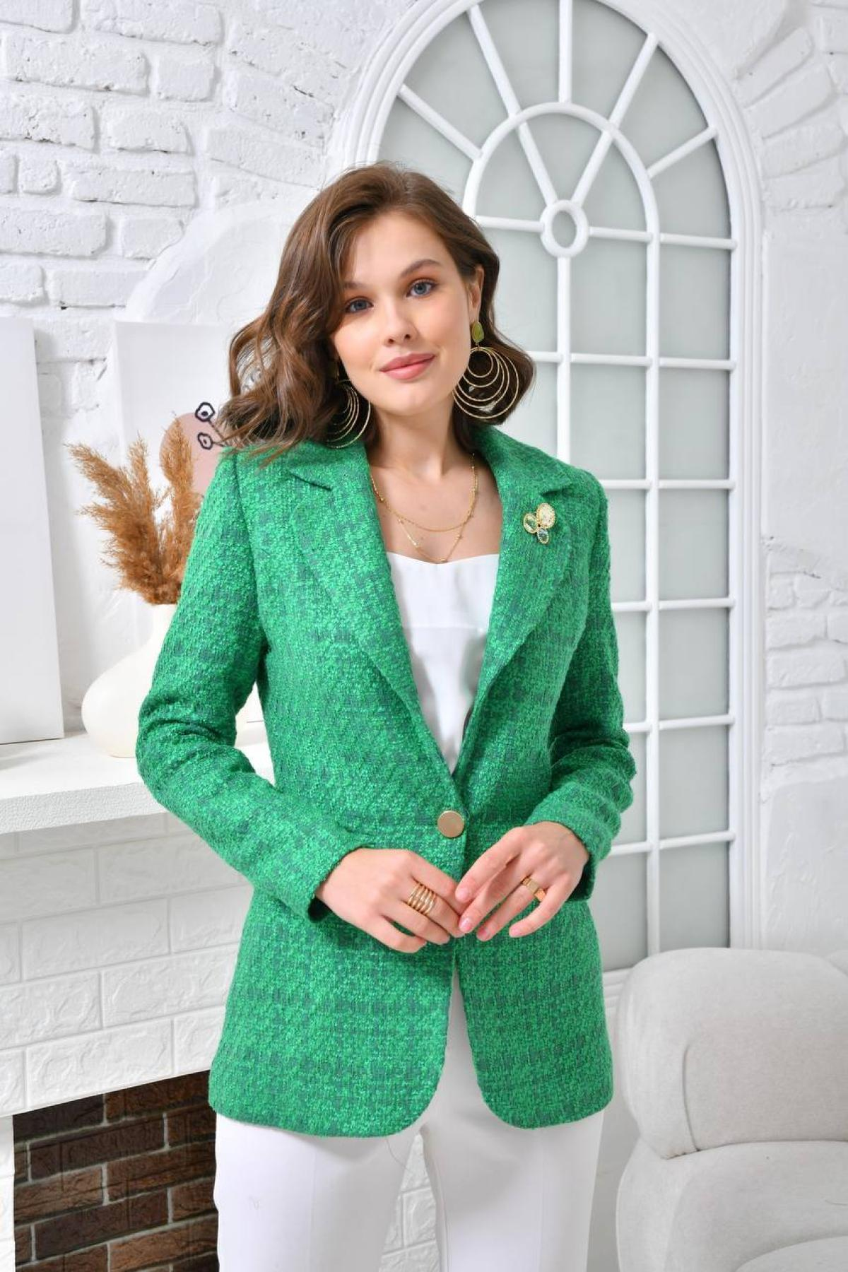 Women blazer jacket Plus size wholesale Green color 697187