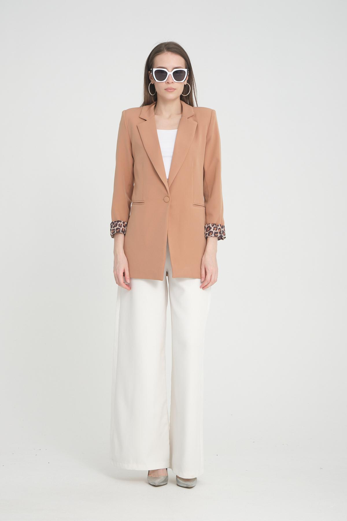 Women blazer suit jacket lined wholesale Beige color 698845