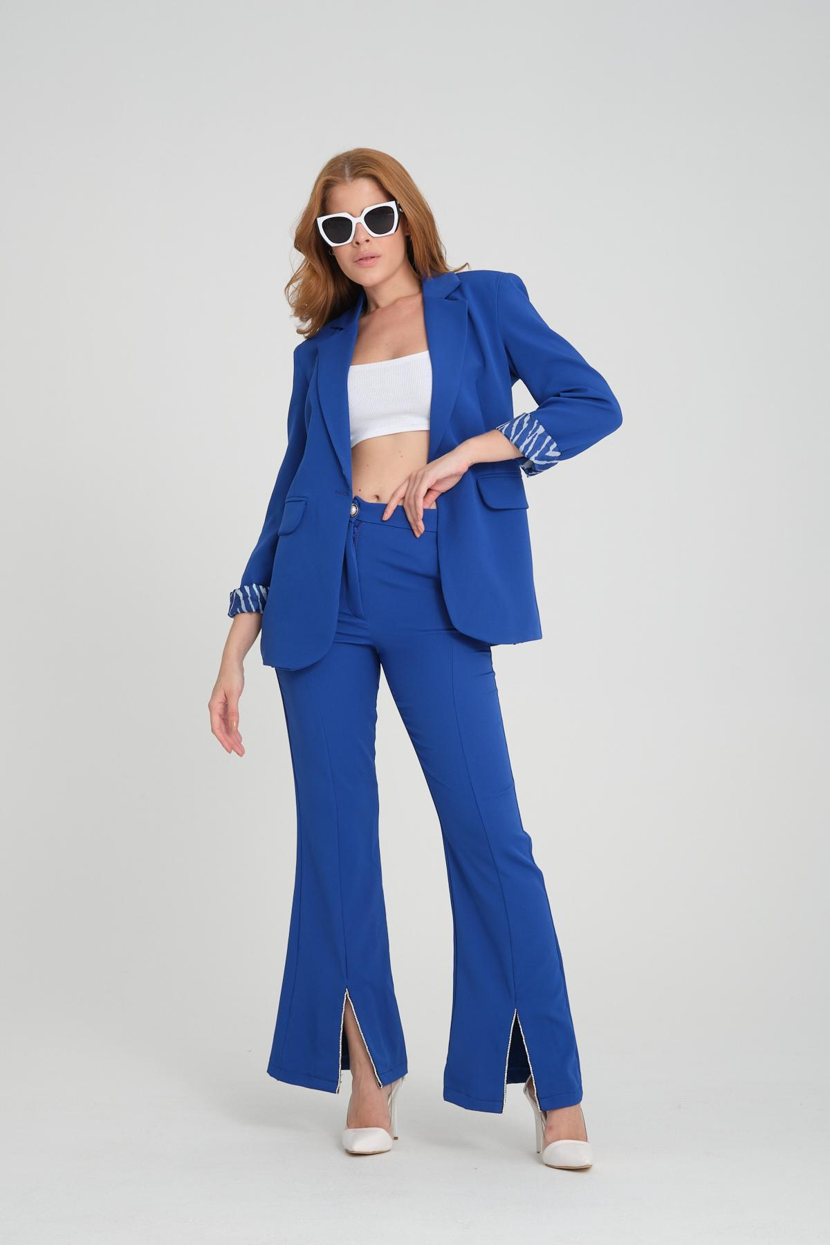 Women blazer suit jacket lined wholesale Sax Blue color 698860