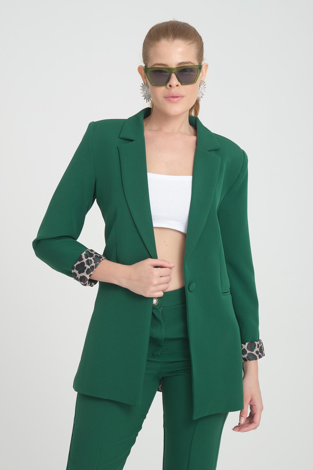 Women blazer suit jacket lined wholesale Emerald Green color 698846