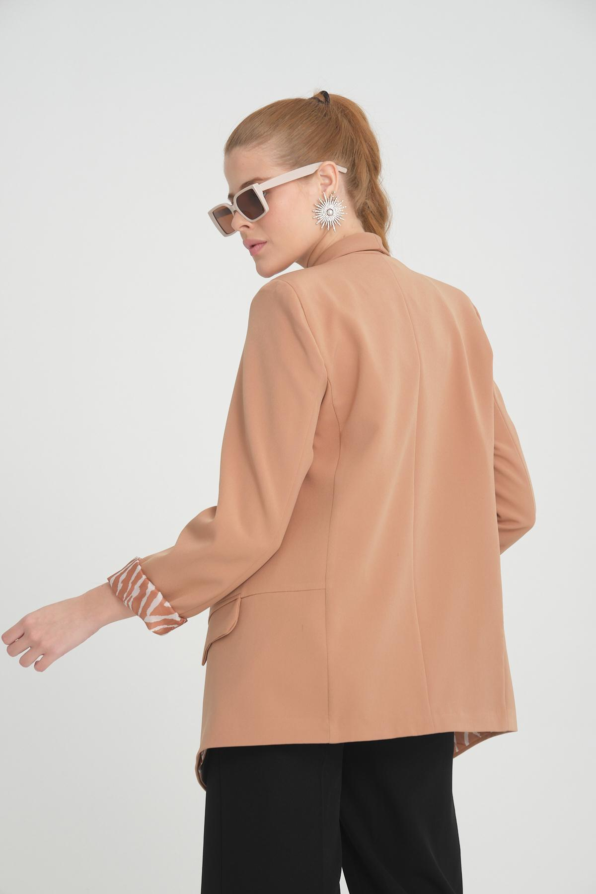 Women blazer suit jacket lined wholesale Beige color 698850