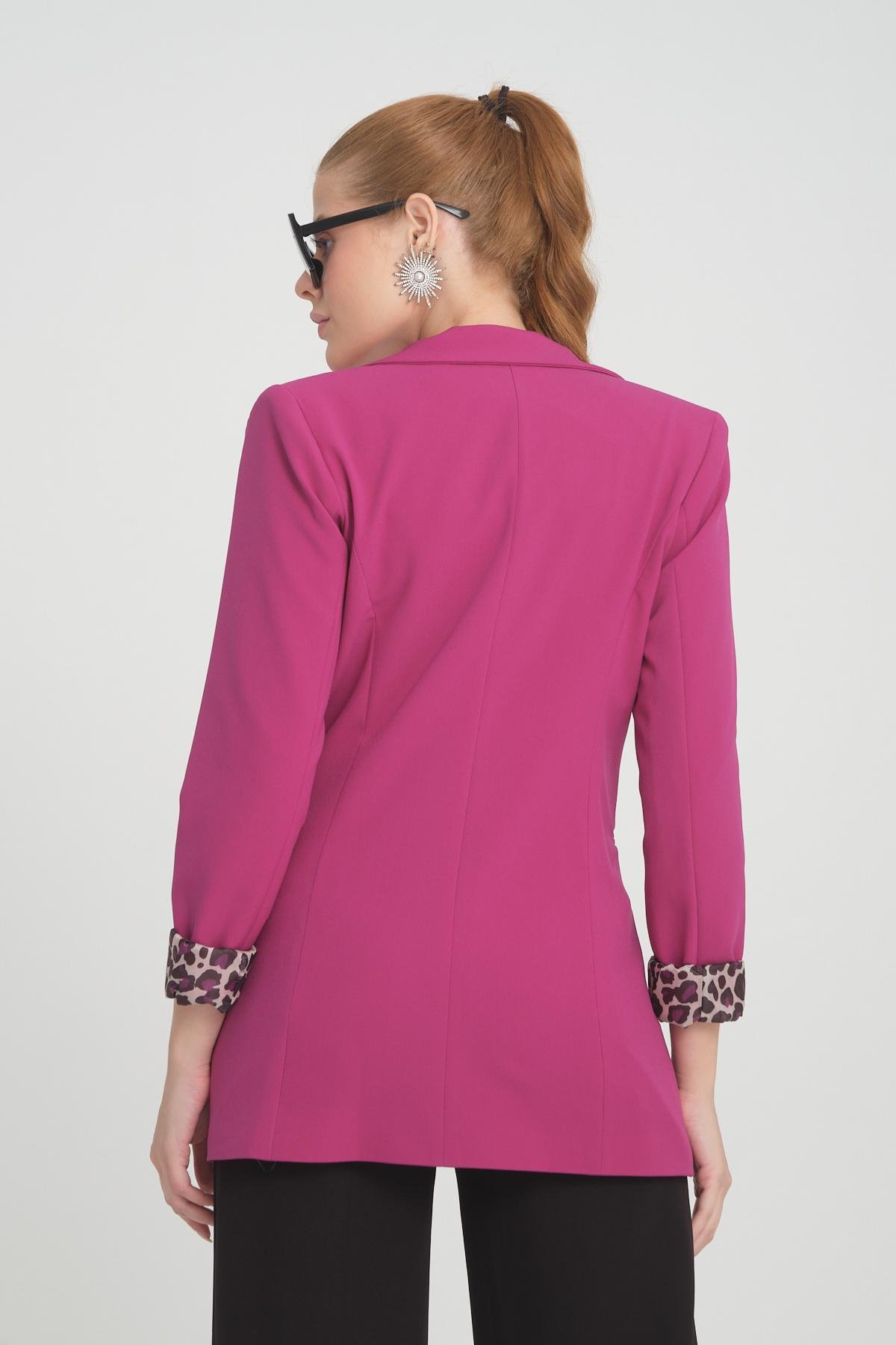 Women blazer suit jacket lined wholesale Barbie Pink color 698848