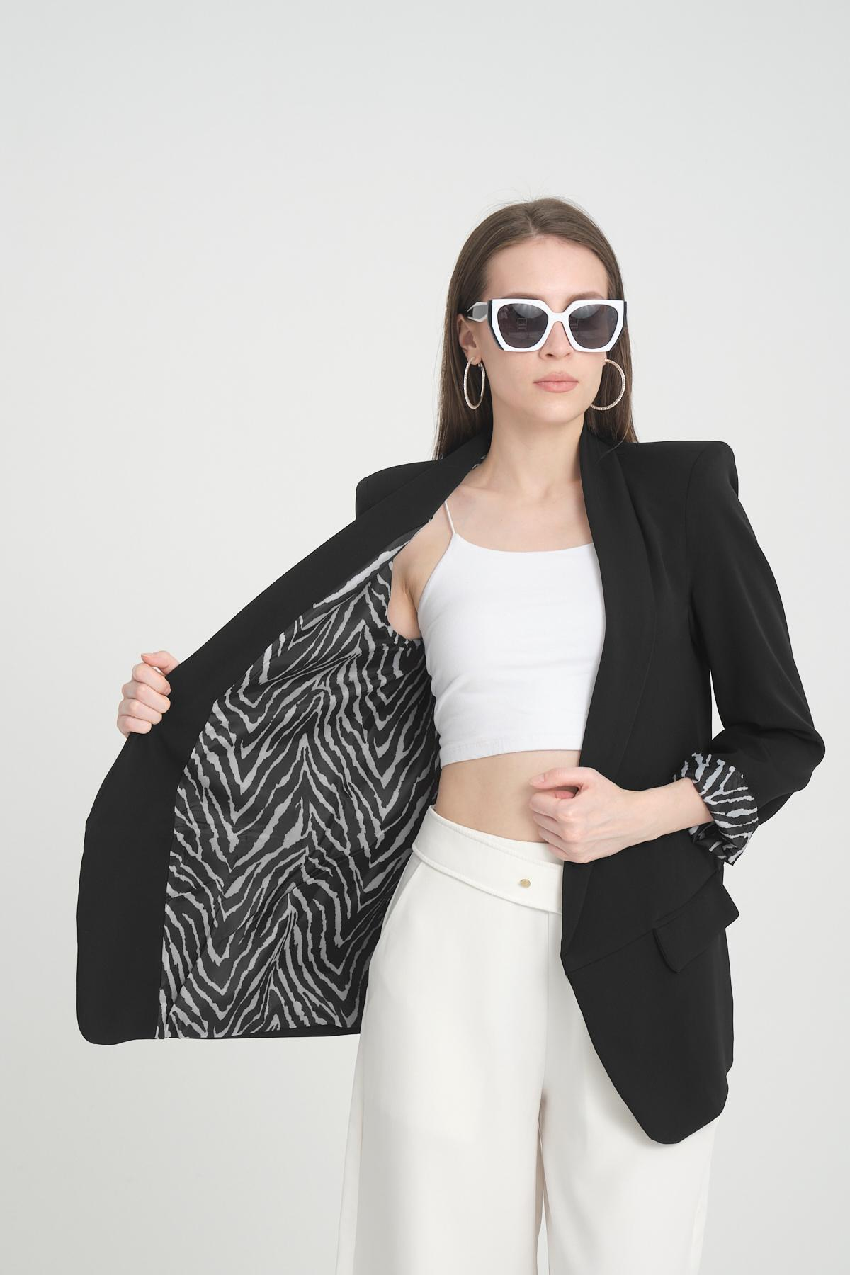 Women blazer suit jacket lined wholesale Black color 698849