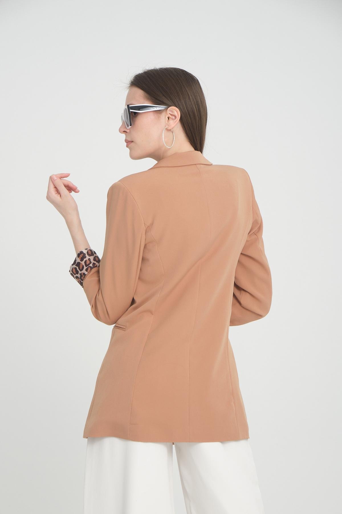 Women blazer suit jacket lined wholesale Beige color 698845