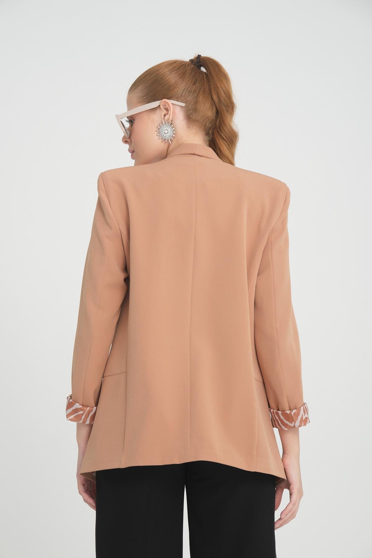 Women blazer suit jacket lined wholesale Beige color 698850