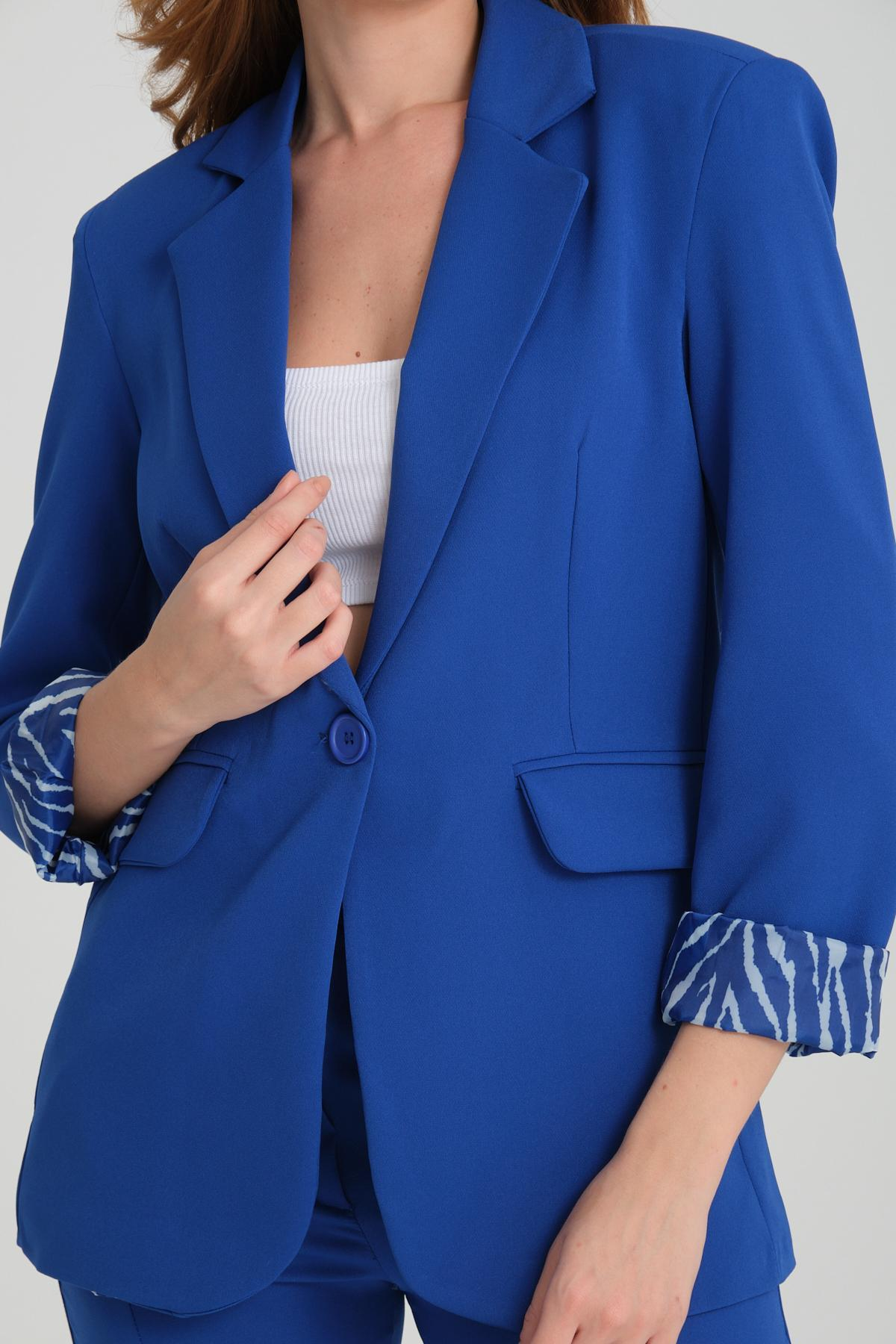 Women blazer suit jacket lined wholesale Sax Blue color 698860