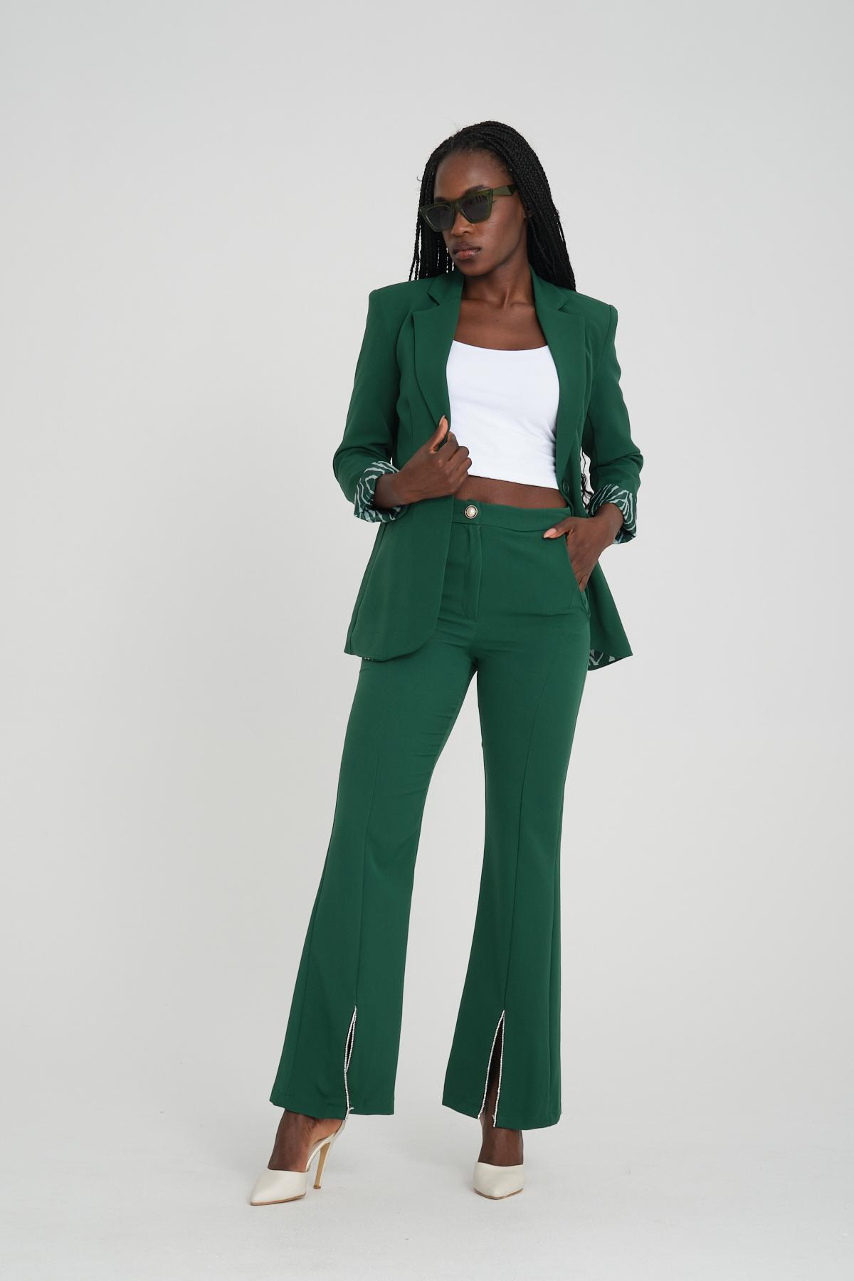Women blazer suit jacket lined wholesale Emerald Green color 698859