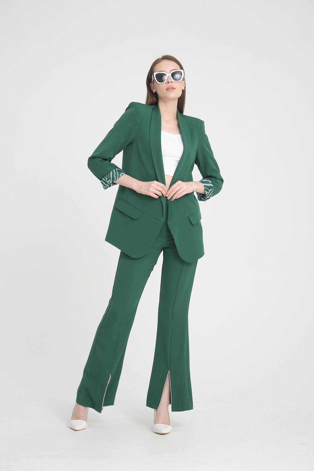 Women blazer suit jacket lined wholesale Emerald Green color 698851