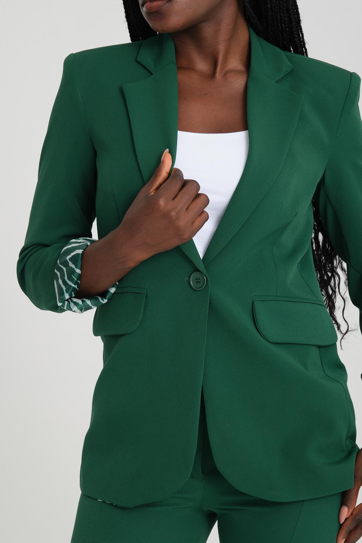 Women blazer suit jacket lined wholesale Emerald Green color 698859