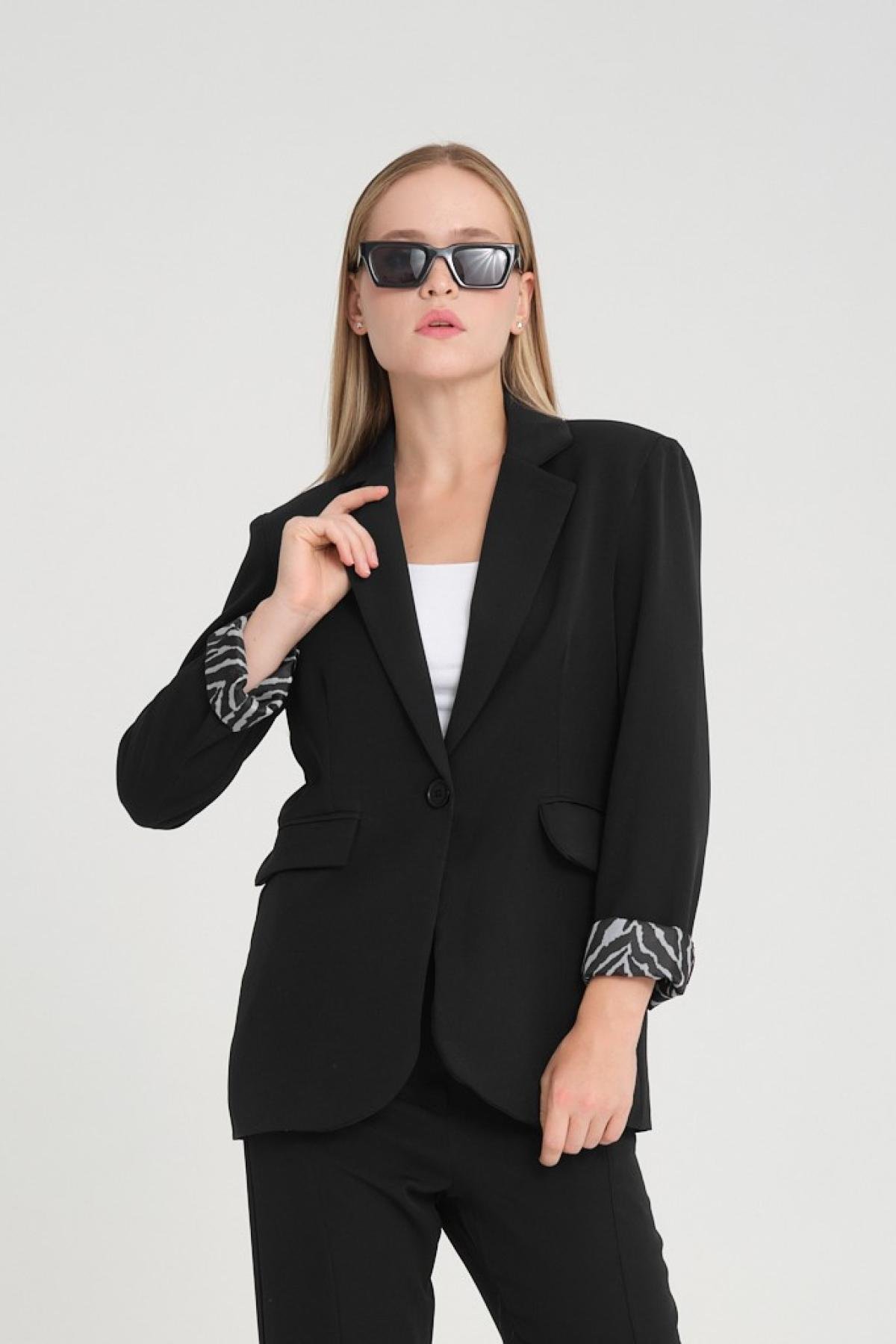 Women blazer suit jacket lined wholesale Black color 698857