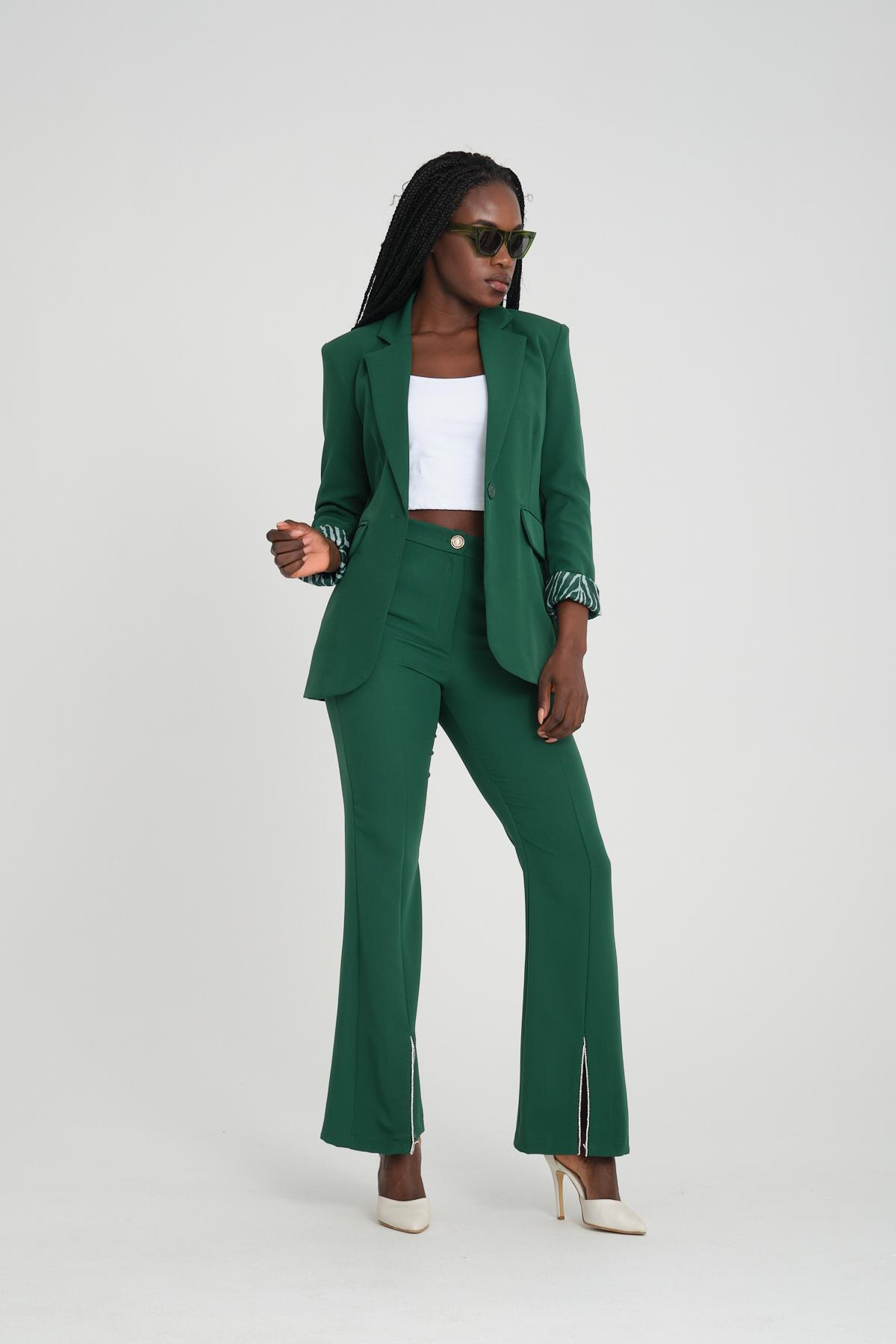 Women blazer suit jacket lined wholesale Emerald Green color 698859