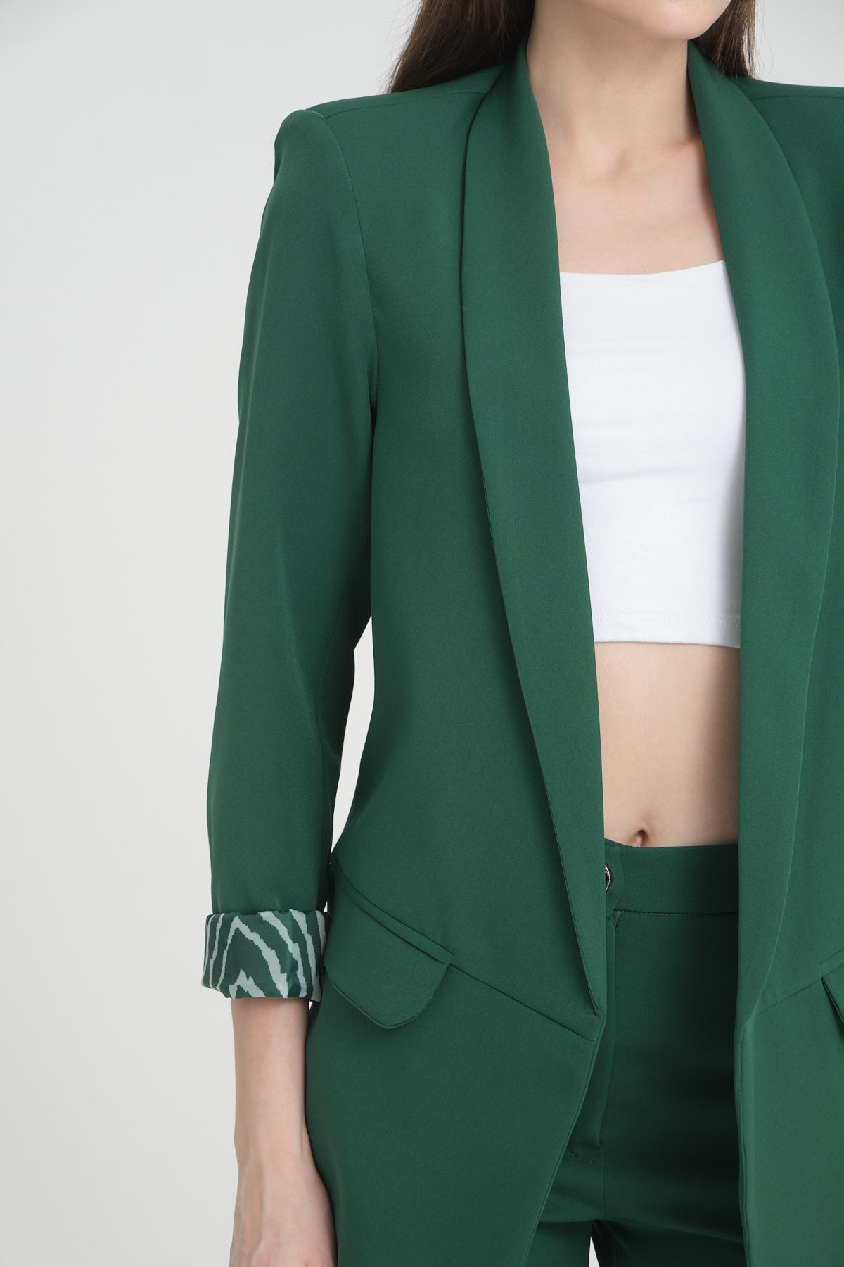 Women blazer suit jacket lined wholesale Emerald Green color 698851