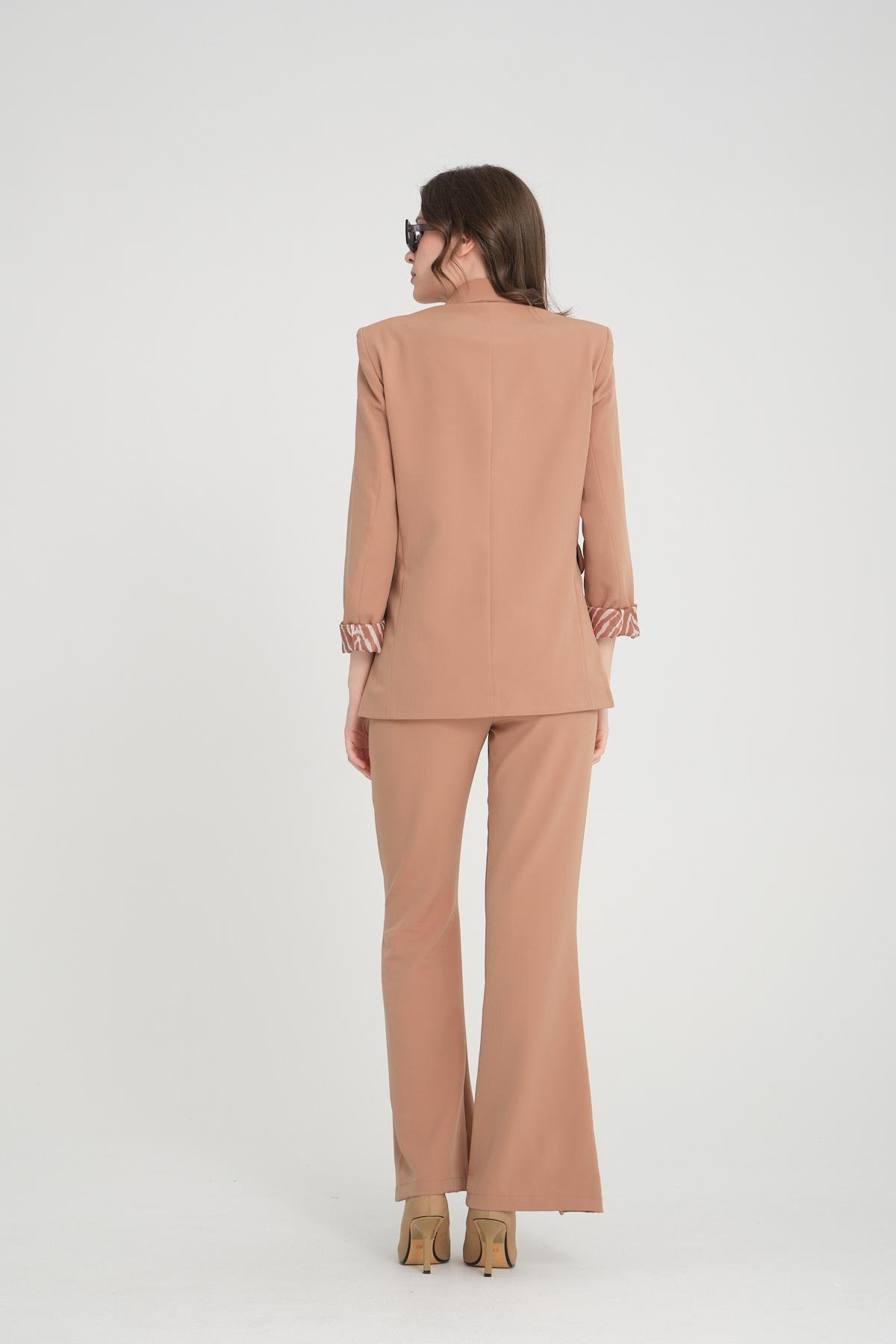 Women blazer suit jacket lined wholesale Beige color 698858