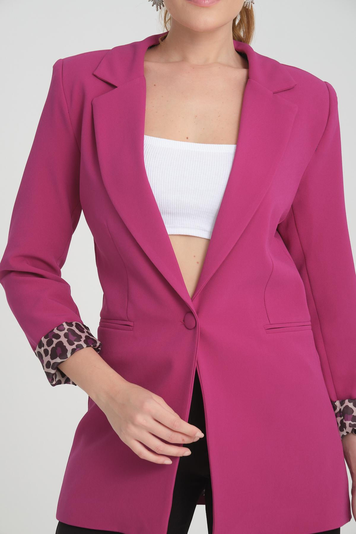 Women blazer suit jacket lined wholesale Barbie Pink color 698848