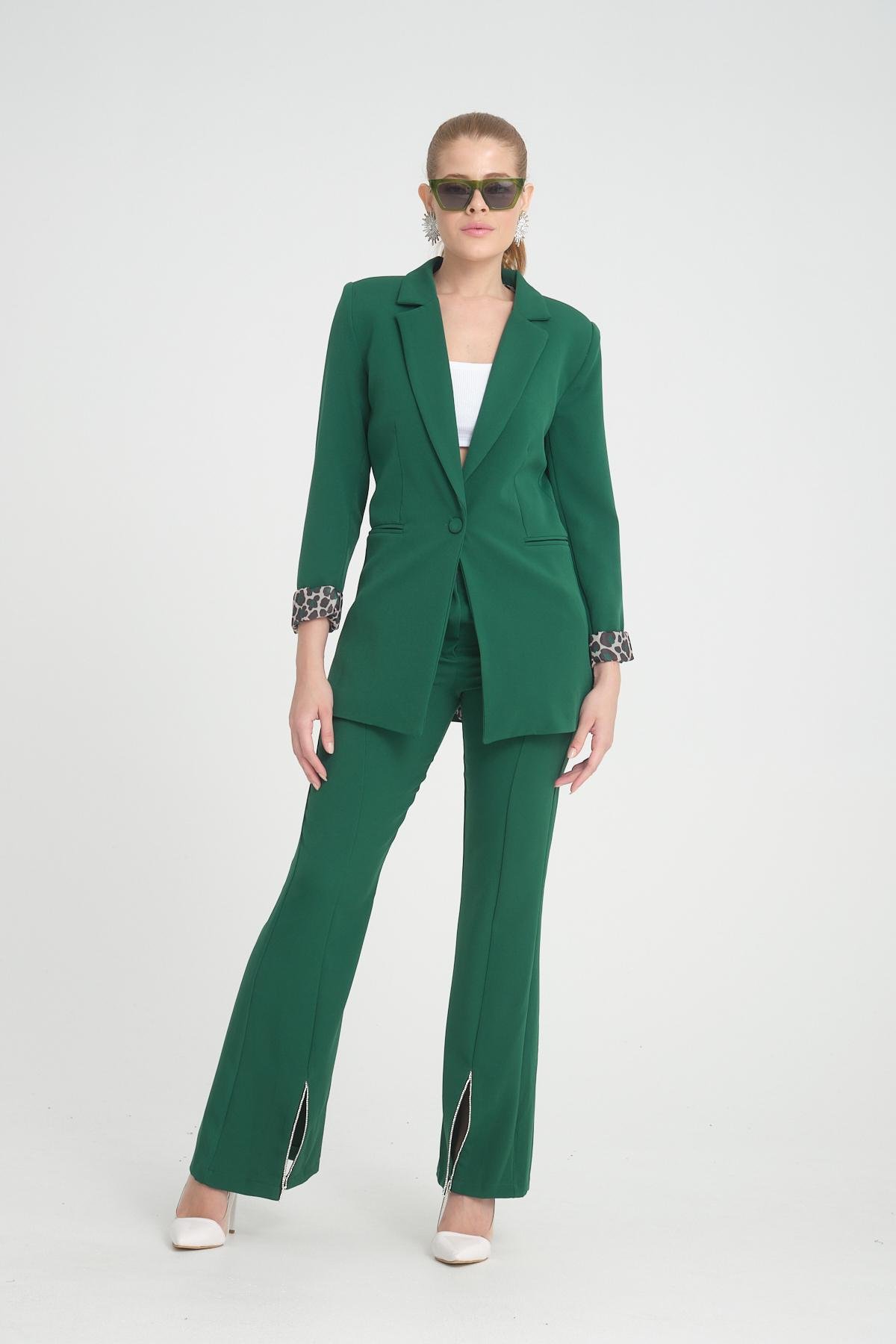 Women blazer suit jacket lined wholesale Emerald Green color 698846