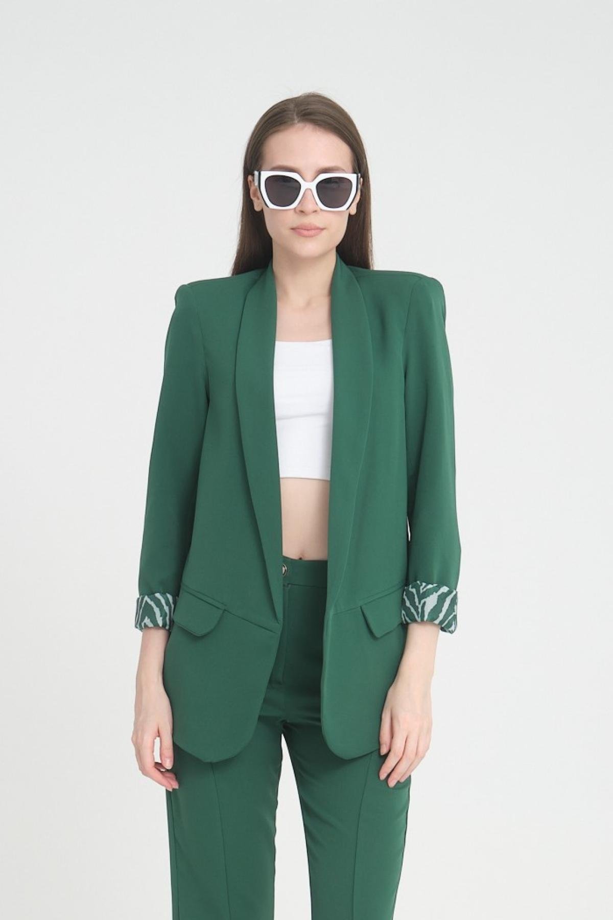 Women blazer suit jacket lined wholesale Emerald Green color 698851