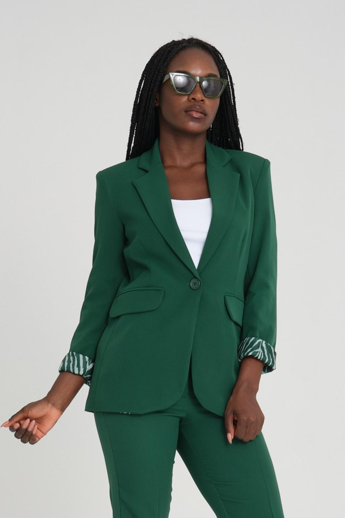 Women blazer suit jacket lined wholesale Emerald Green color 698859