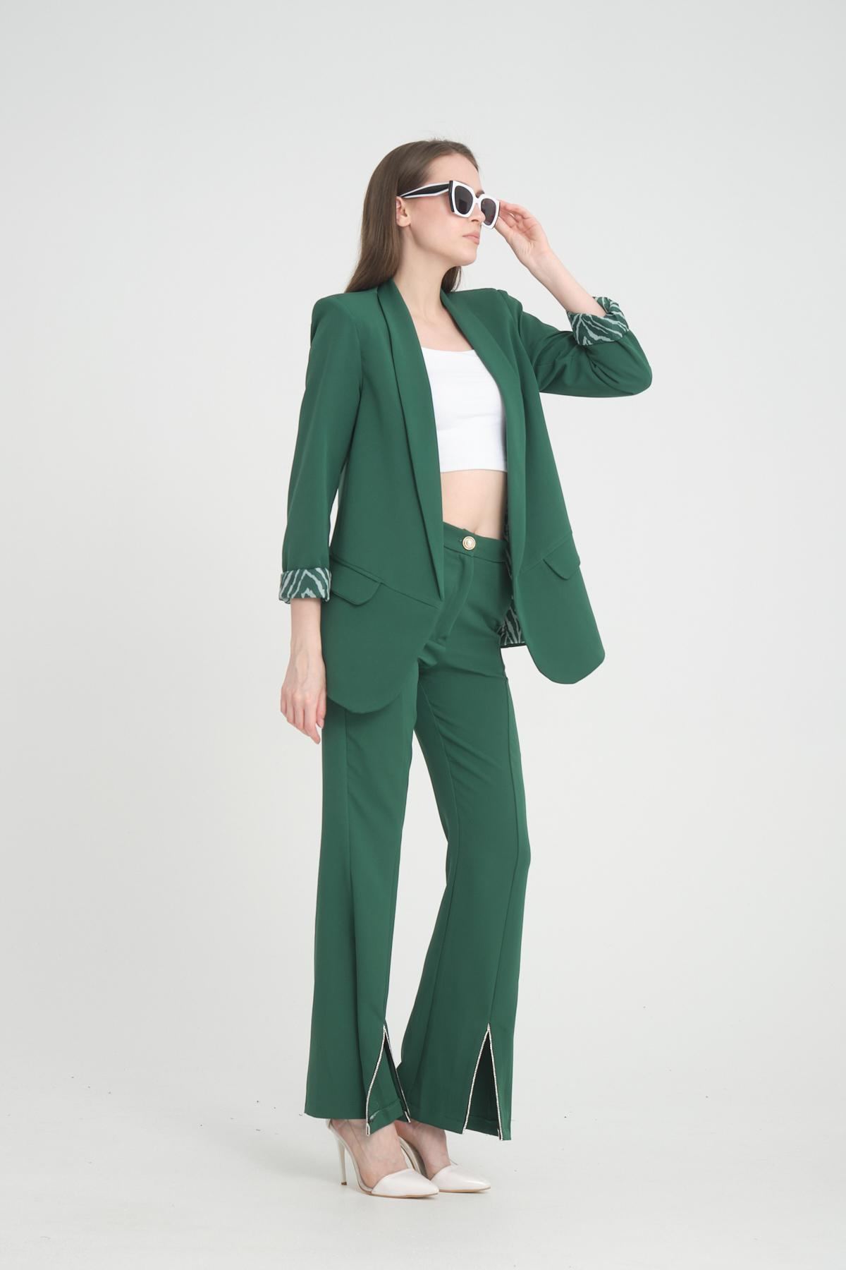 Women blazer suit jacket lined wholesale Emerald Green color 698851