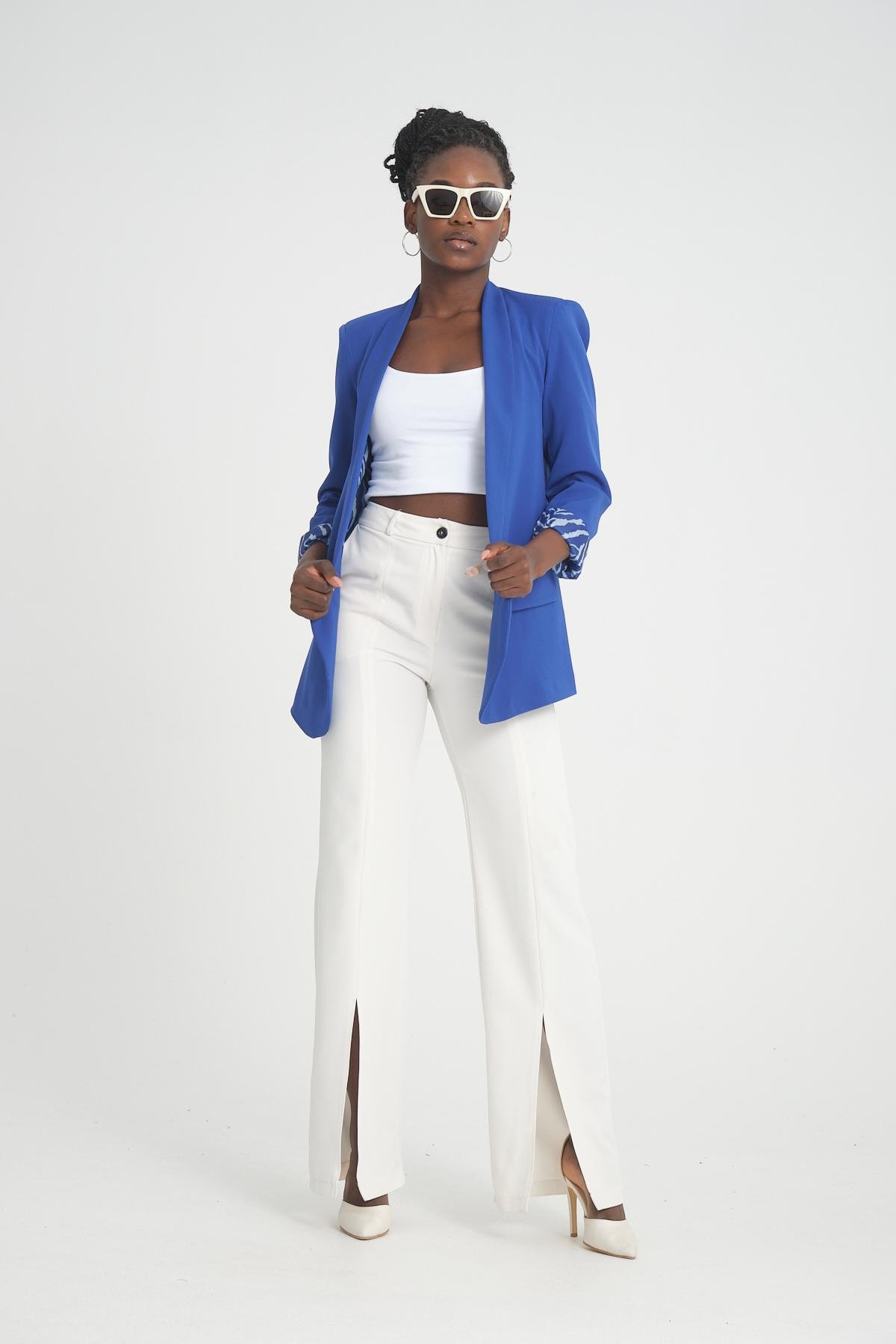 Women blazer suit jacket lined wholesale Sax Blue color 698852