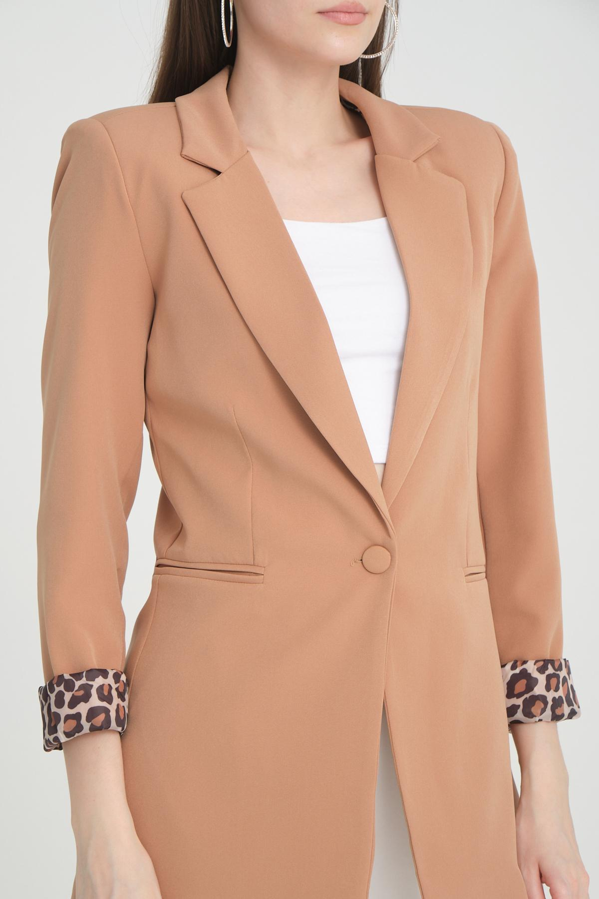 Women blazer suit jacket lined wholesale Beige color 698845