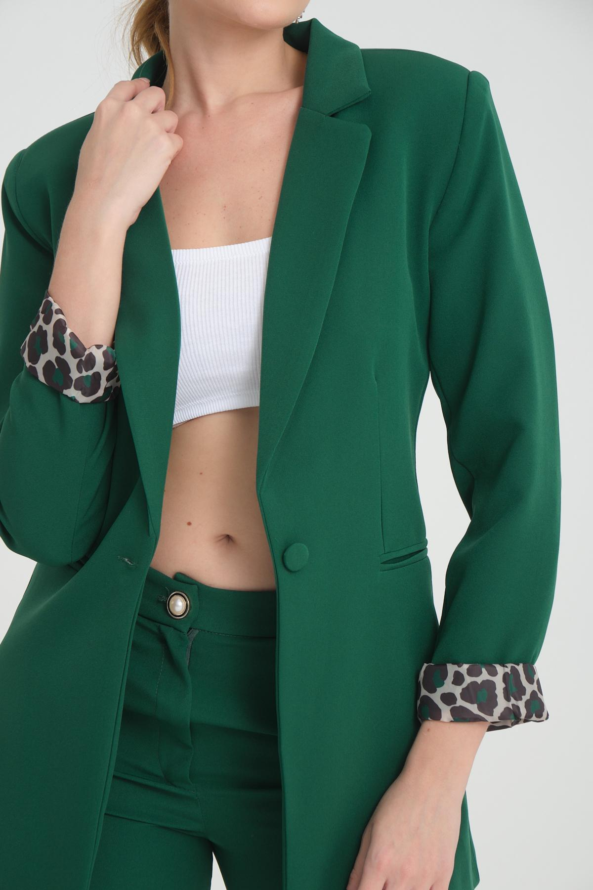 Women blazer suit jacket lined wholesale Emerald Green color 698846