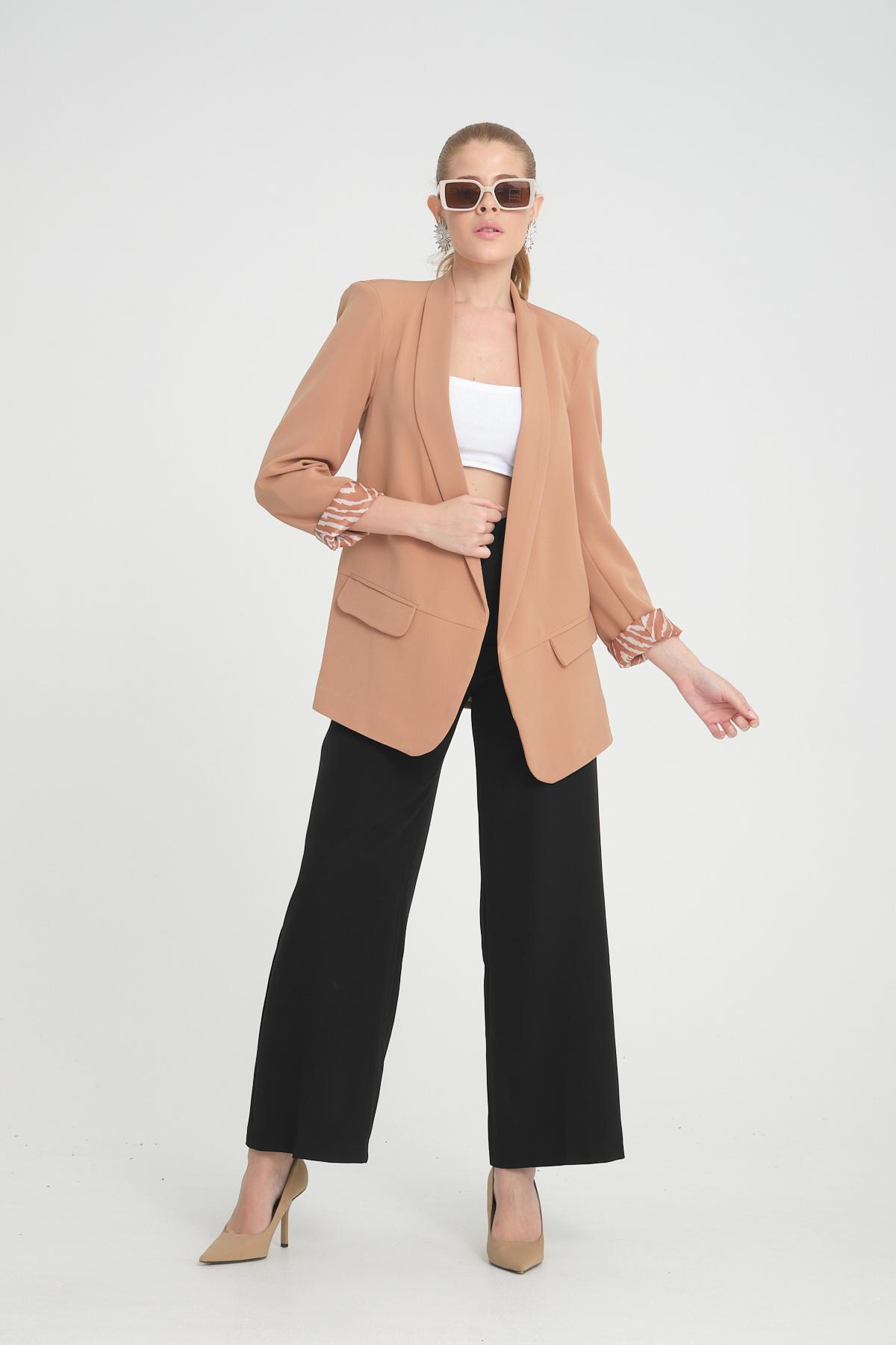 Women blazer suit jacket lined wholesale Beige color 698850