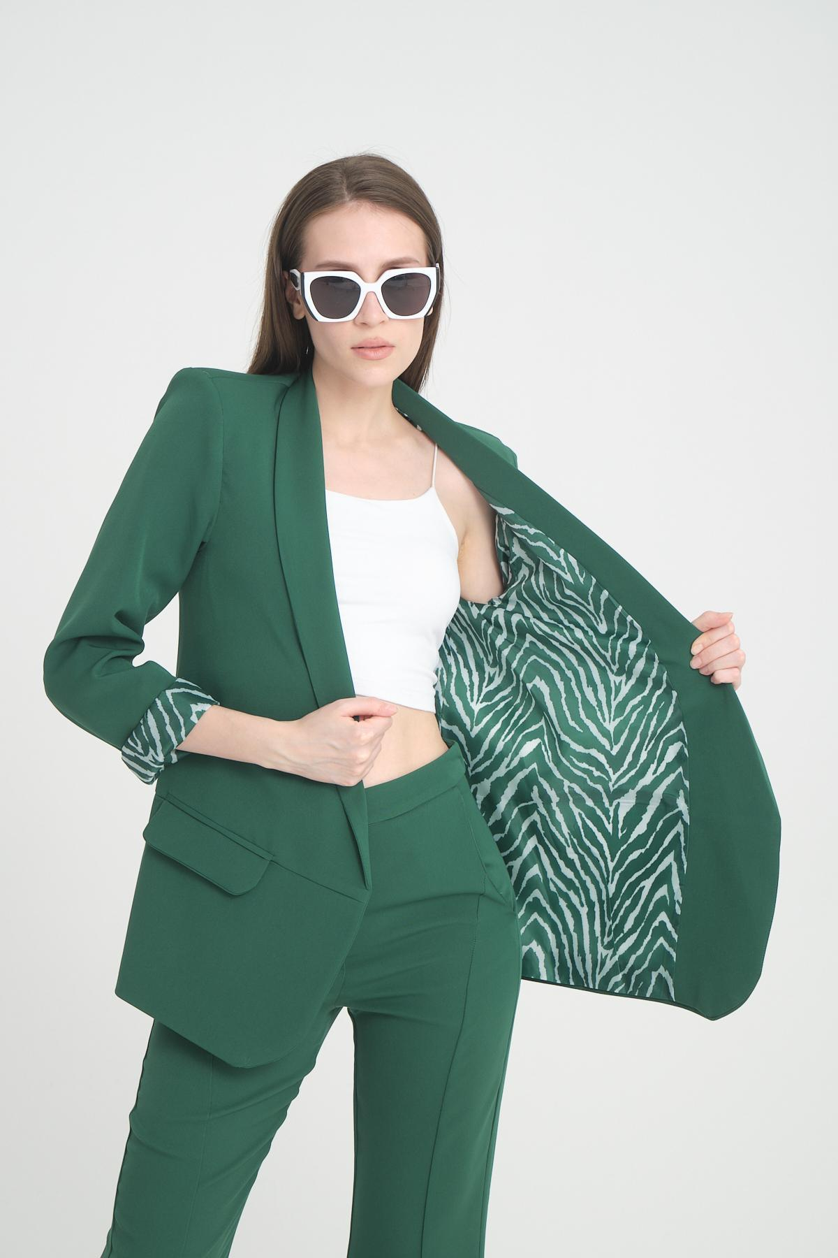 Women blazer suit jacket lined wholesale Emerald Green color 698851