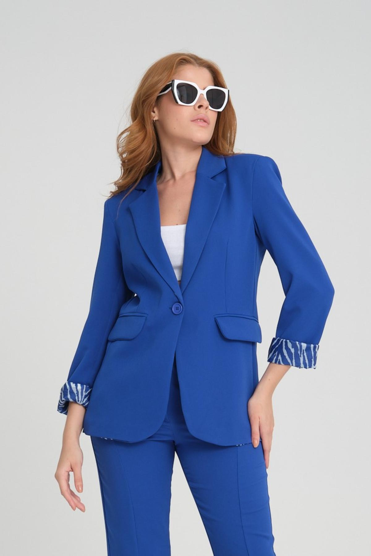 Women blazer suit jacket lined wholesale Sax Blue color 698860