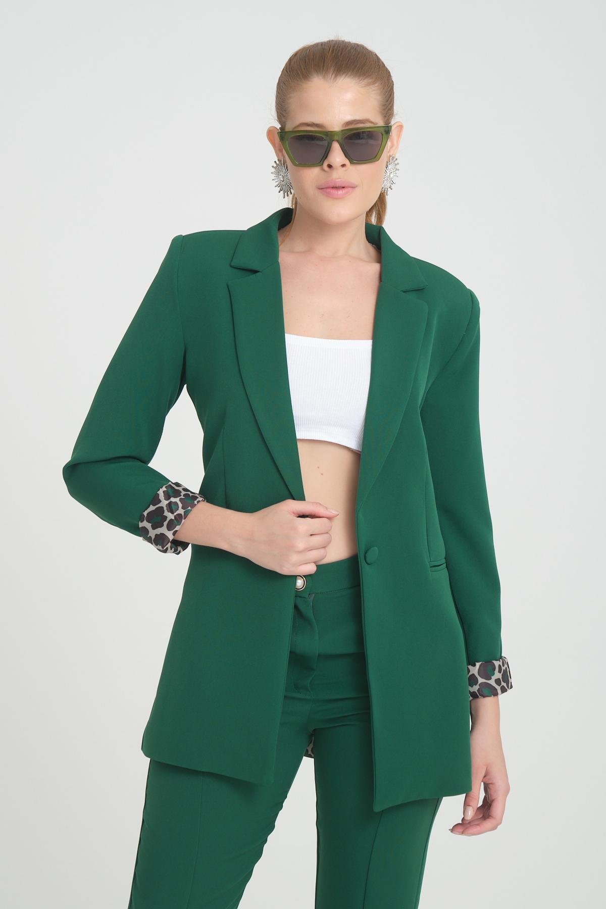 Women blazer suit jacket lined wholesale Emerald Green color 698846