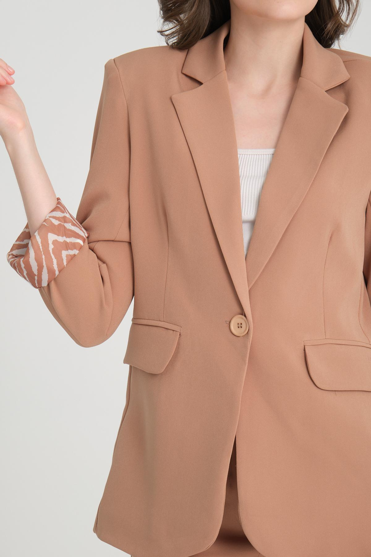 Women blazer suit jacket lined wholesale Beige color 698858