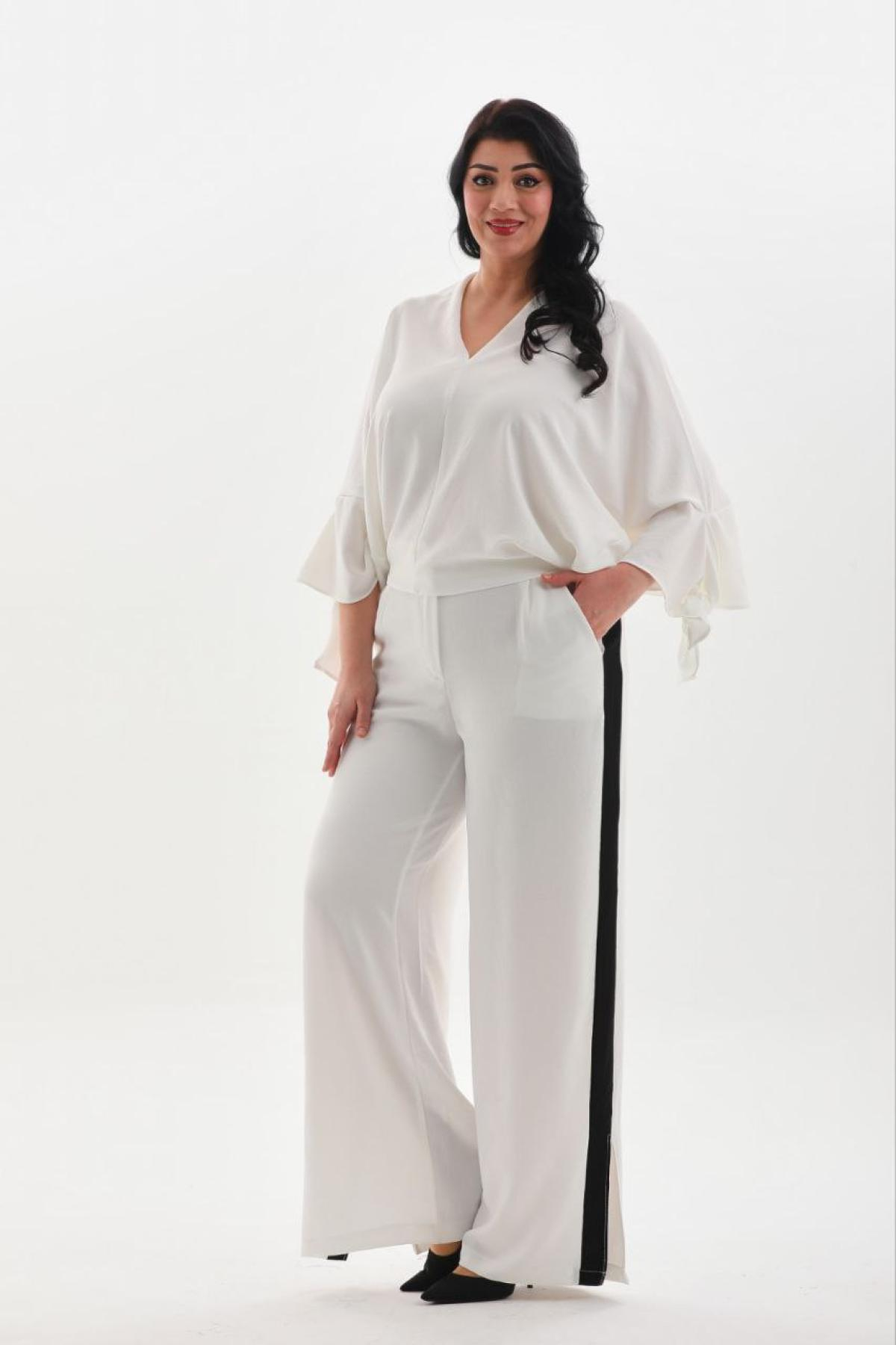 Women blouse and pants set Plus size wholesale White color 691567