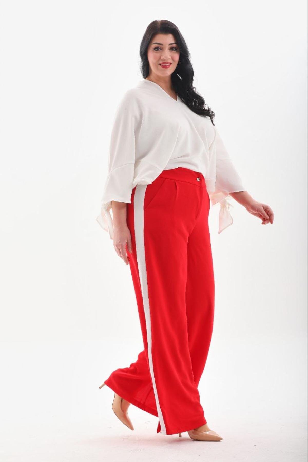Women blouse and pants set Plus size wholesale Red color 691570