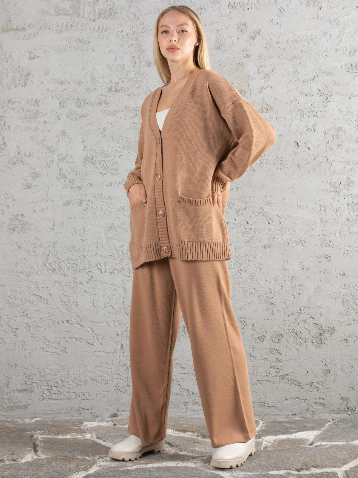 Women cardigan and pants set wholesale Beige color 673954