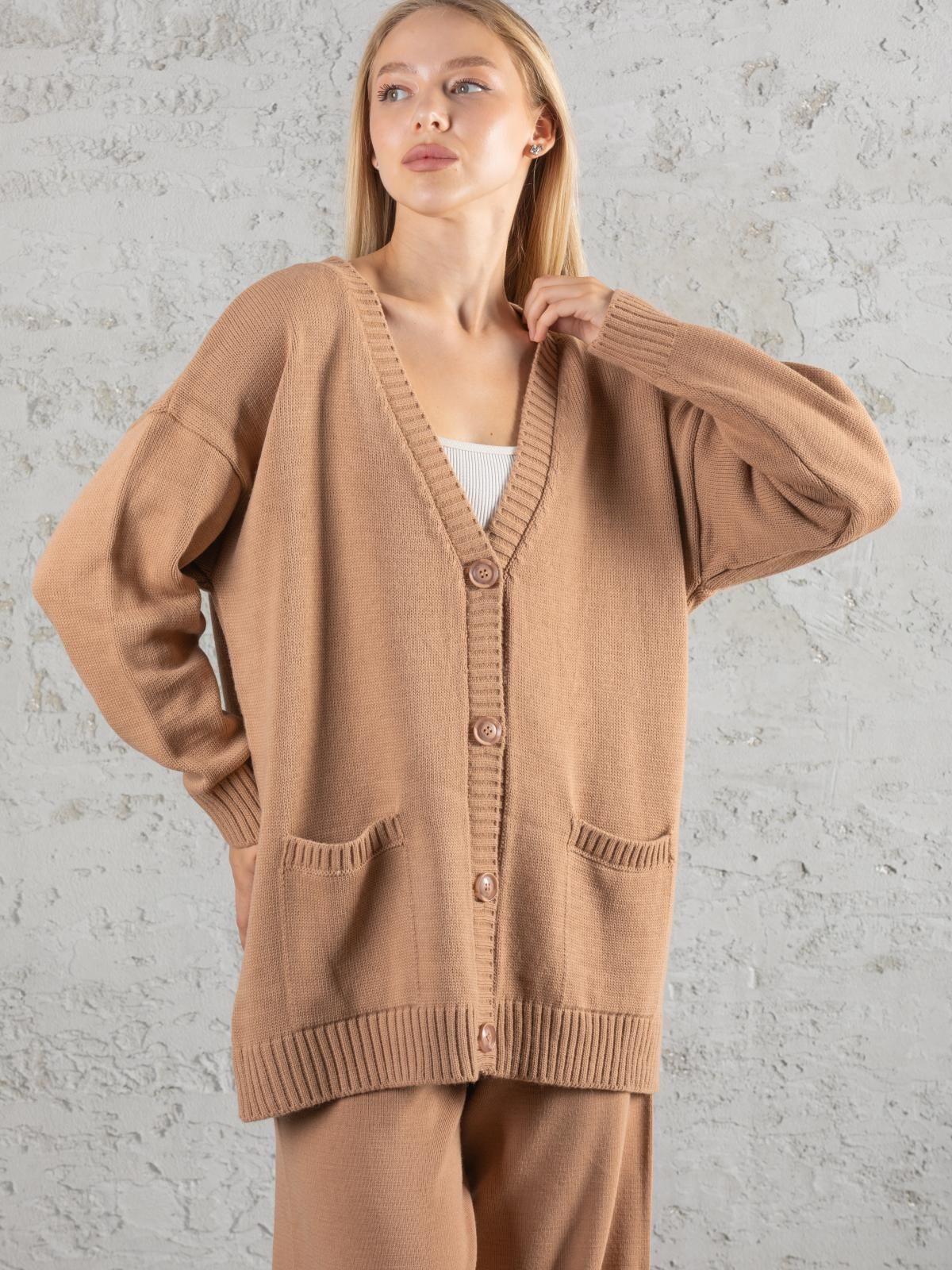Women cardigan and pants set wholesale Beige color 673954