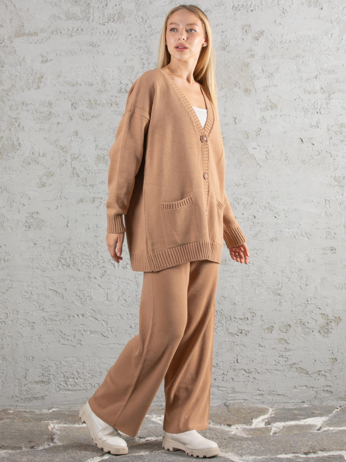 Women cardigan and pants set wholesale Beige color 673954