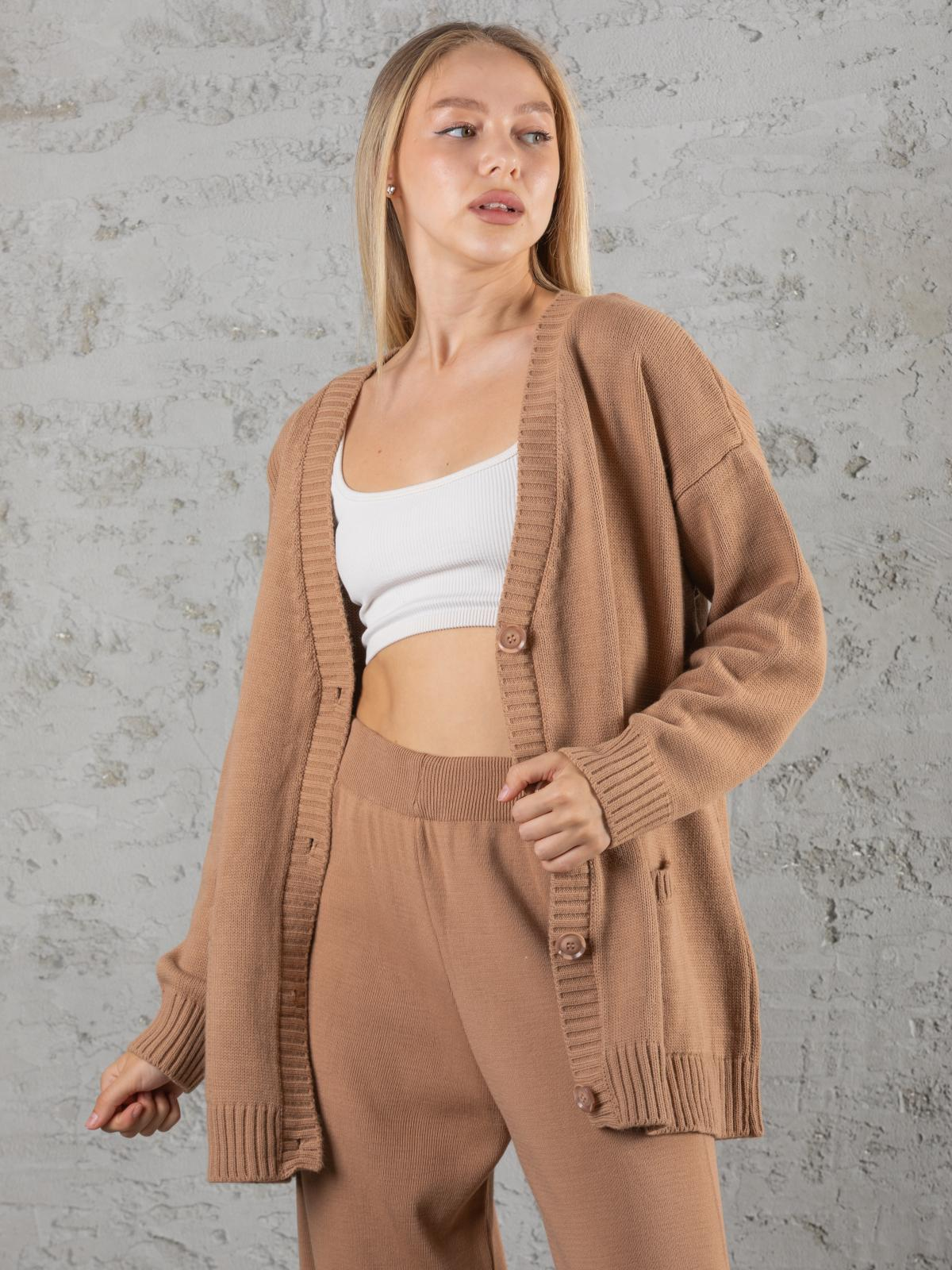 Women cardigan and pants set wholesale Beige color 673954