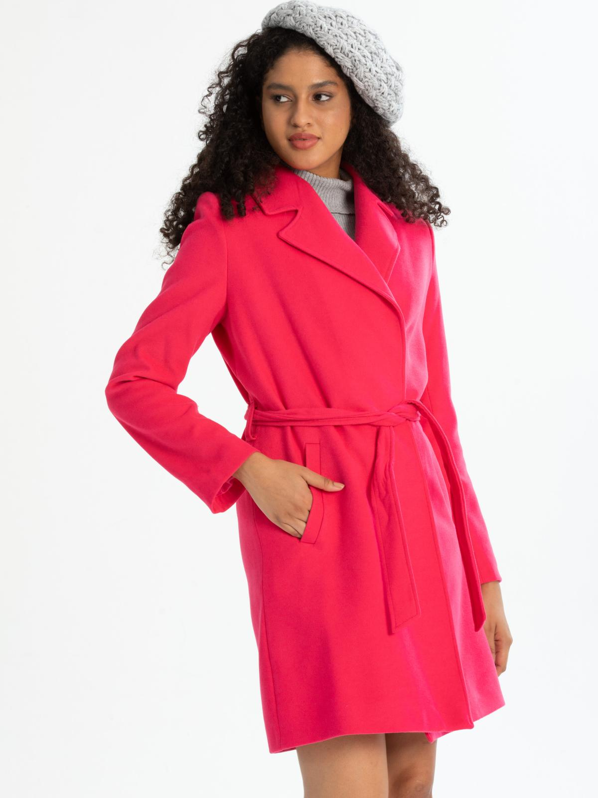 Women coat with belt wholesale Baby Fushia color 669517