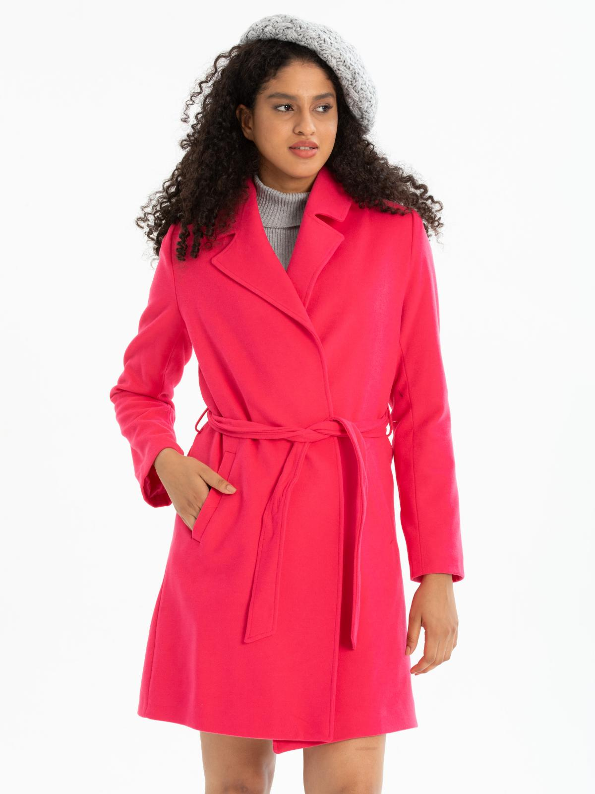 Women coat with belt wholesale Baby Fushia color 669517