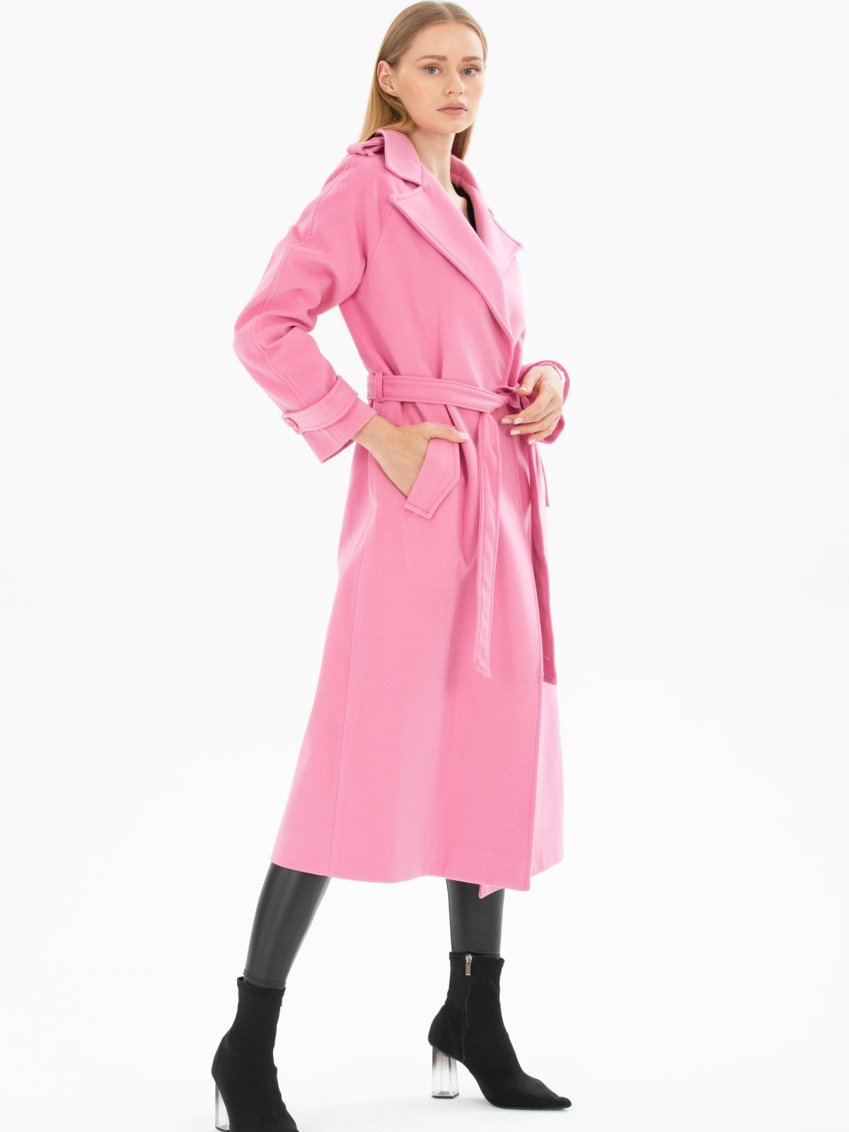 Women coat with belt wholesale Baby Pink color 669528