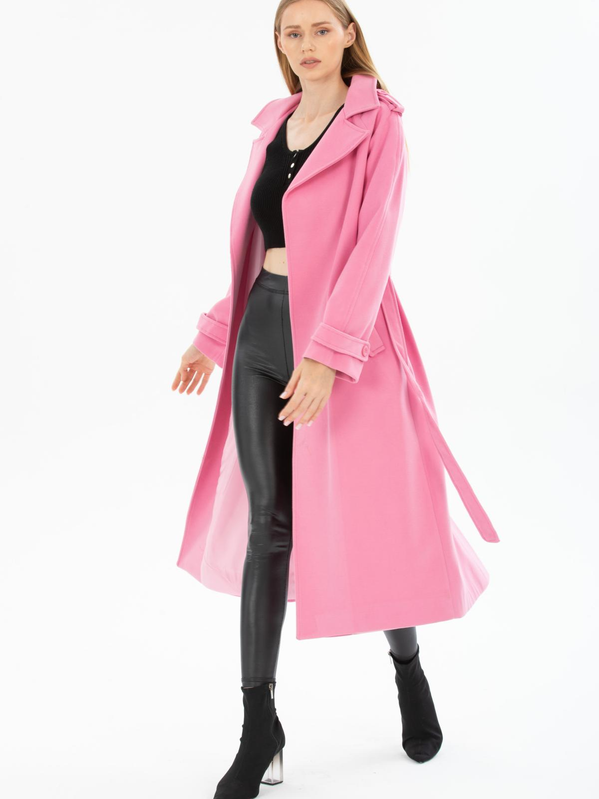 Women coat with belt wholesale Baby Pink color 669528