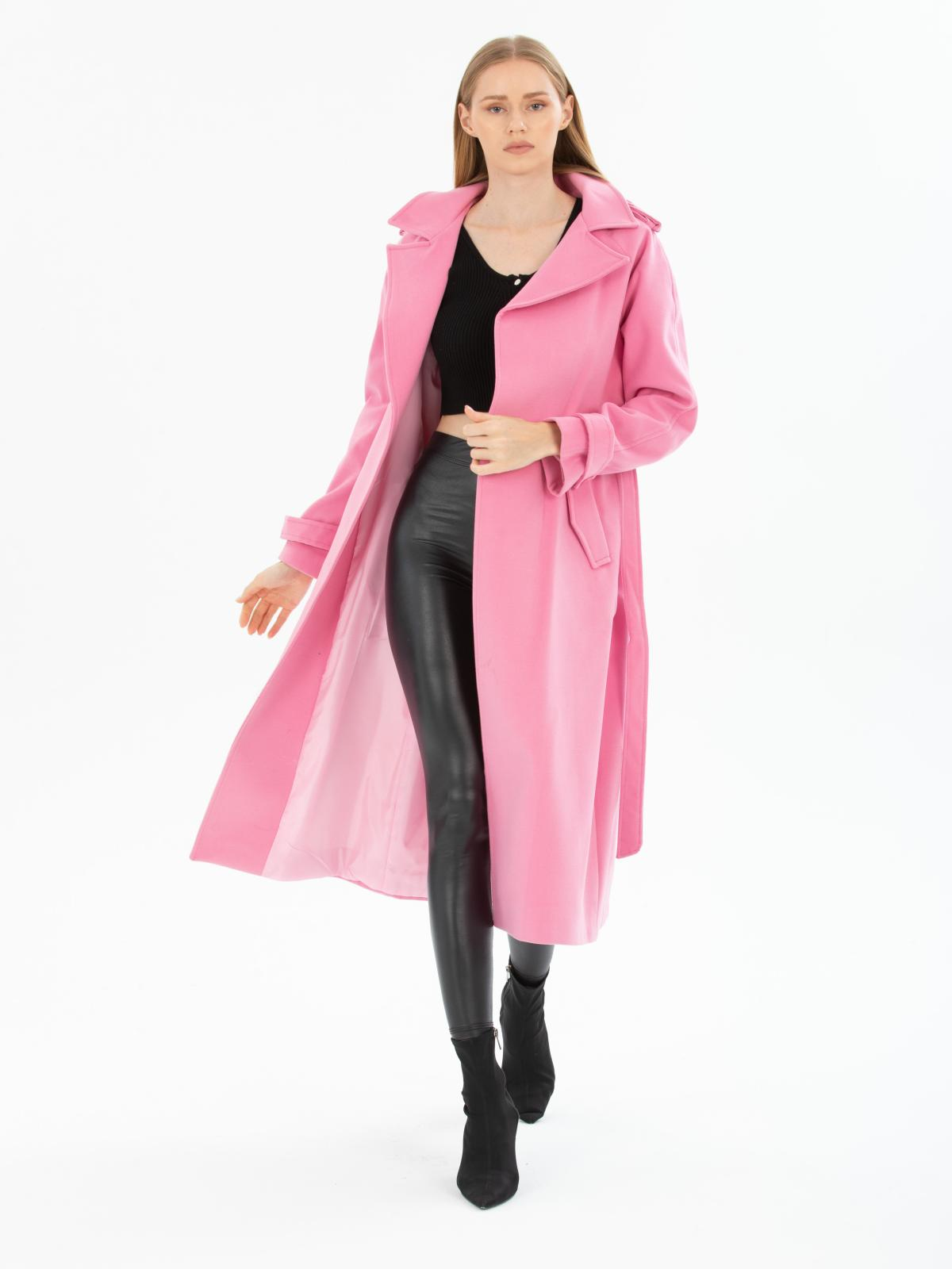 Women coat with belt wholesale Baby Pink color 669528