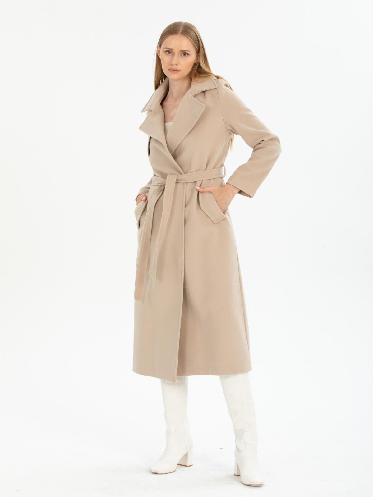 Women coat with belt wholesale Beige color 670487