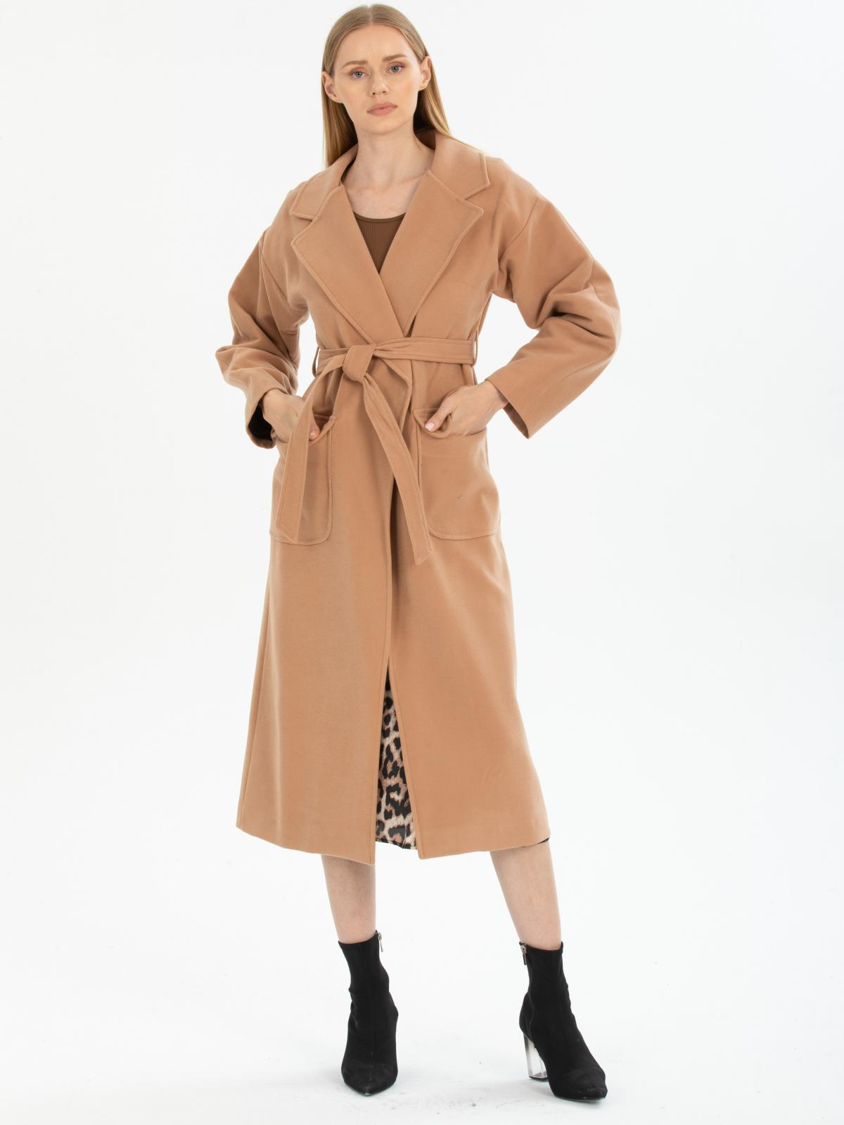 Women coat with belt wholesale Beige color 670440