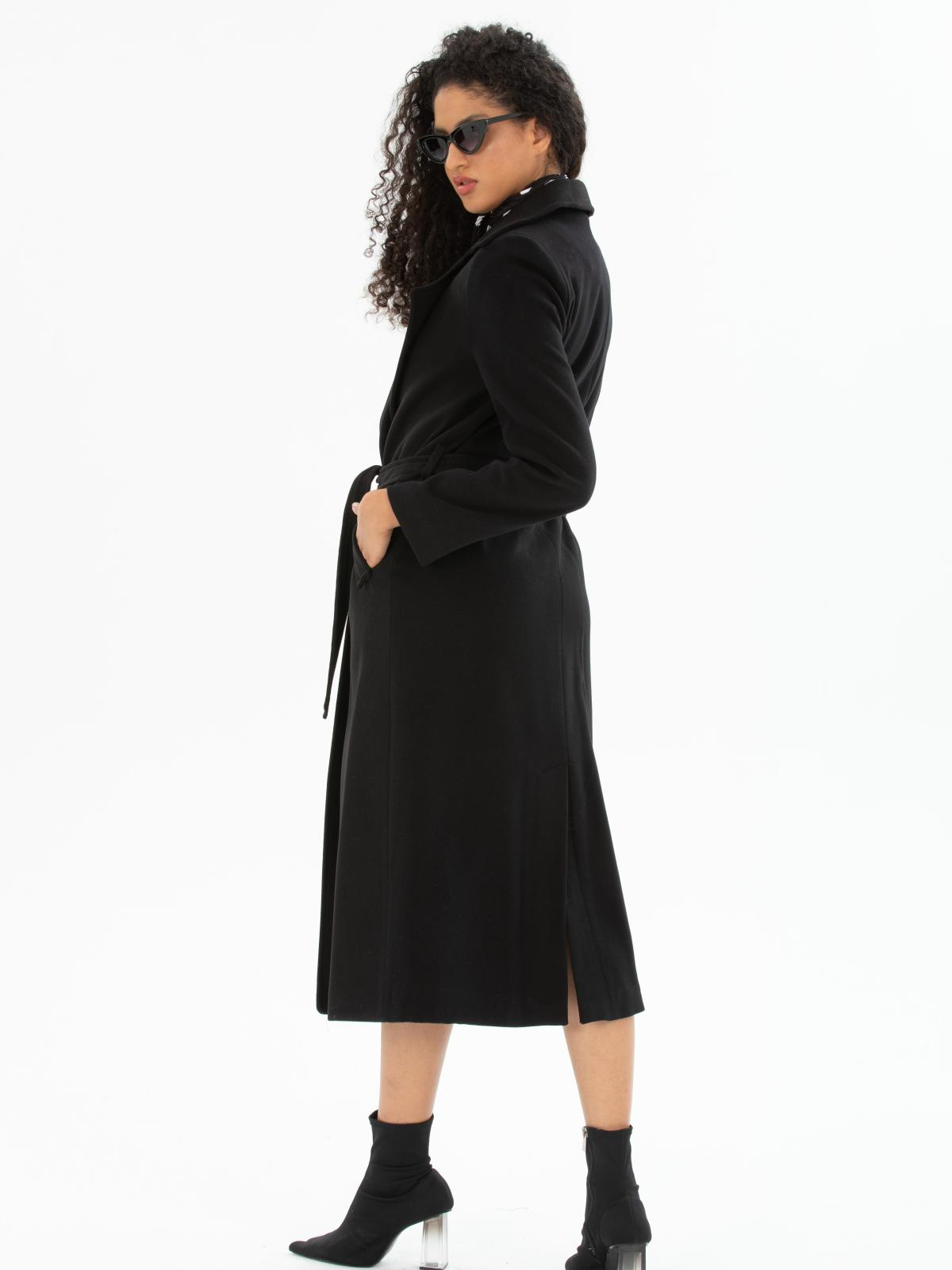 Women coat with belt wholesale Black color 670486
