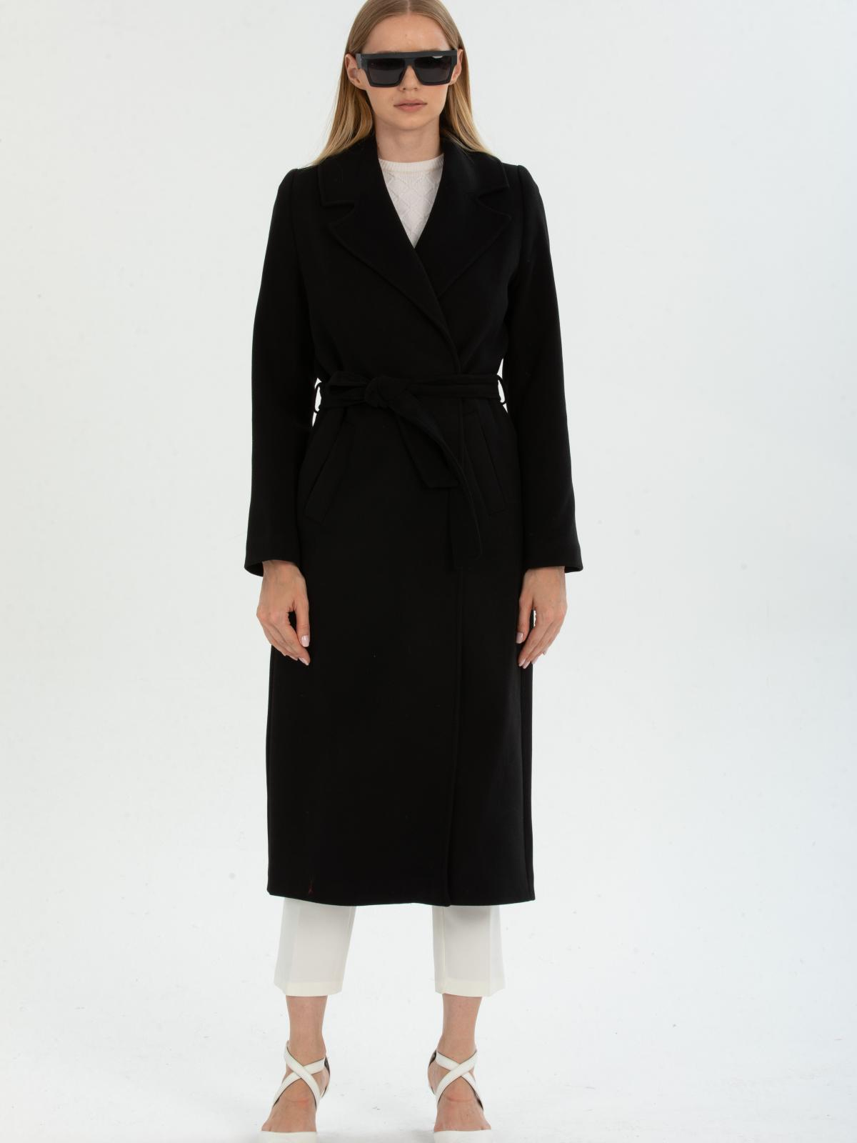 Women coat with belt wholesale Black color 670431