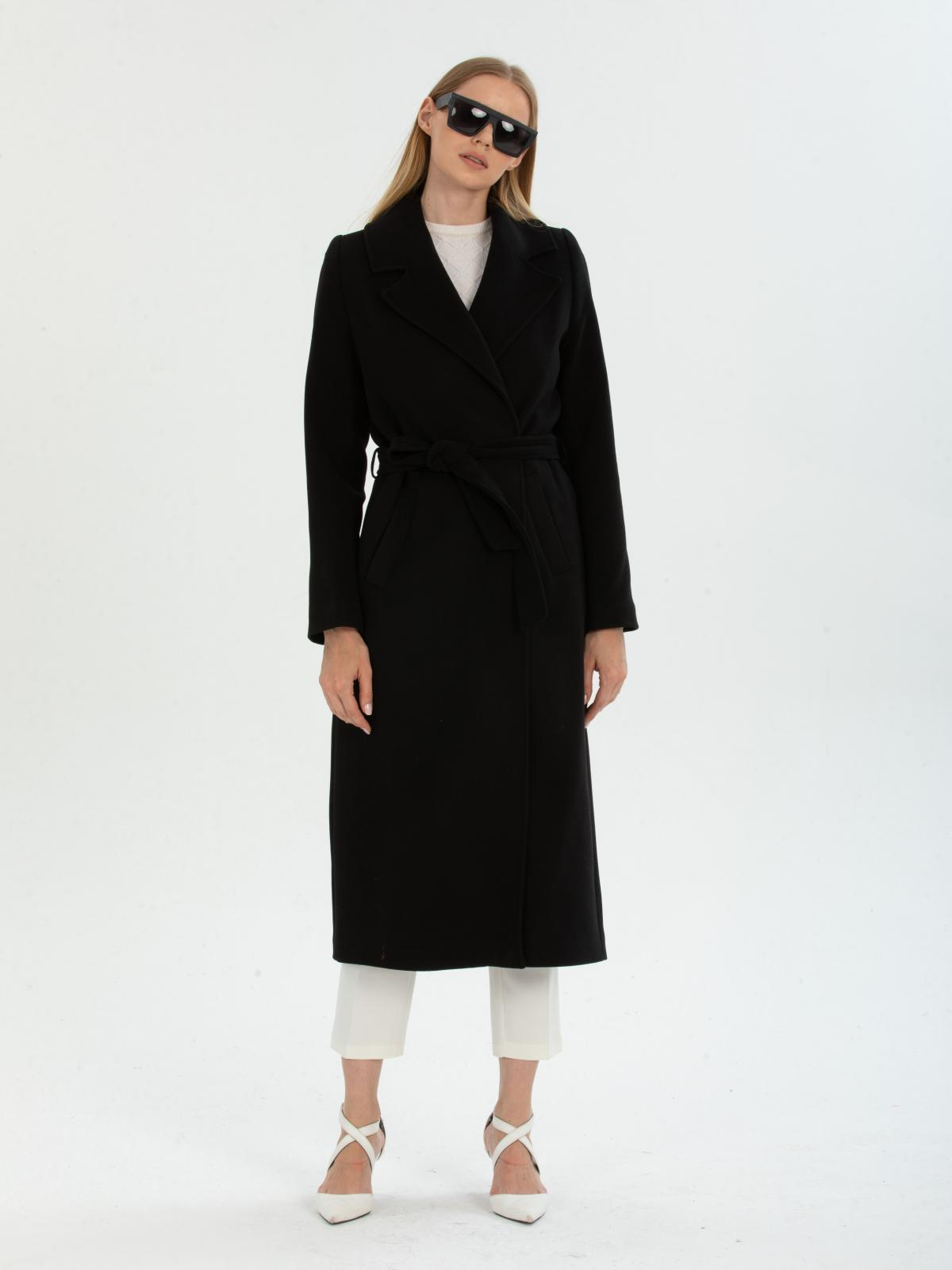Women coat with belt wholesale Black color 670431